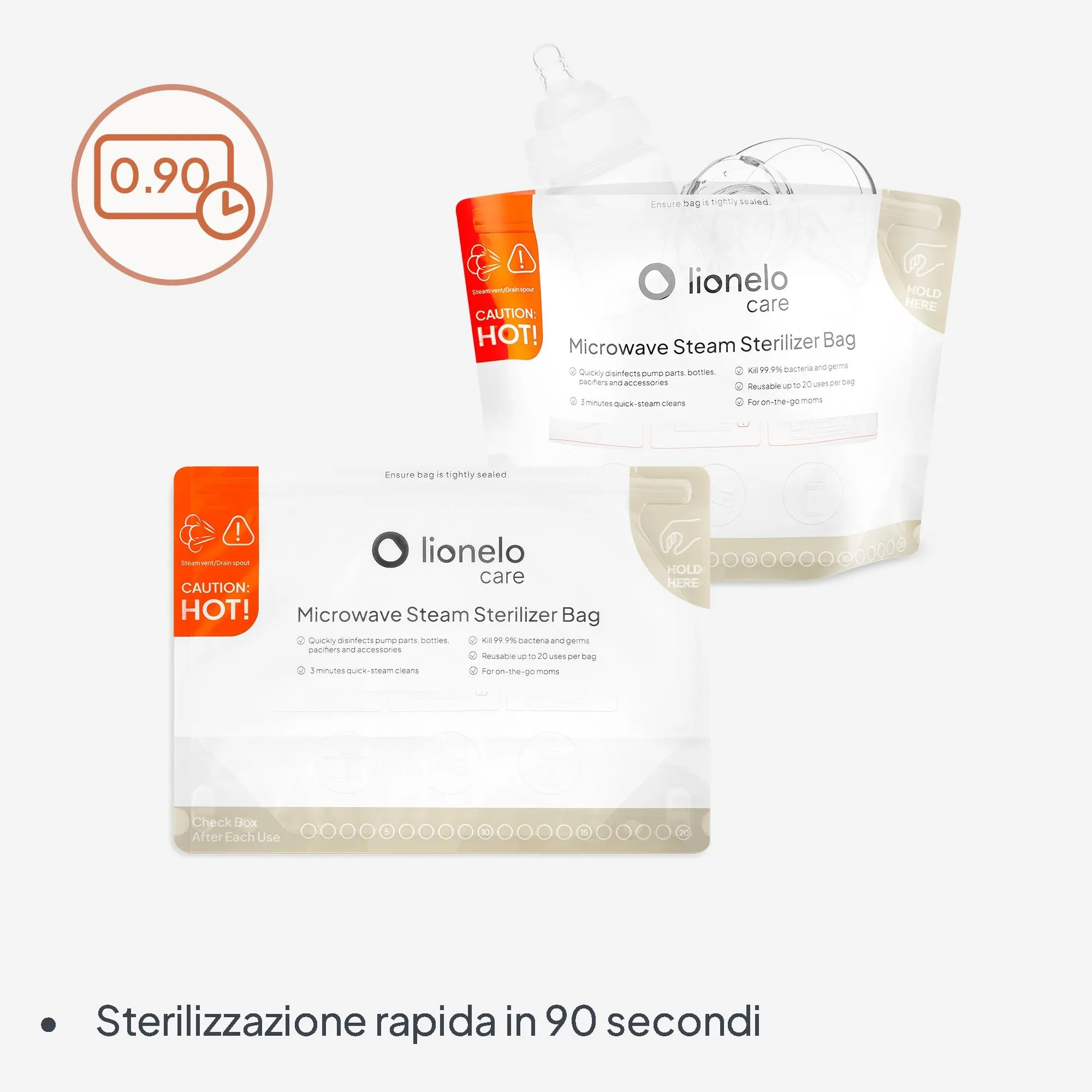 Lionelo ThermBag Sacchetti per Sterilizzazione a Microonde, 16 Pezzi - immagine 3