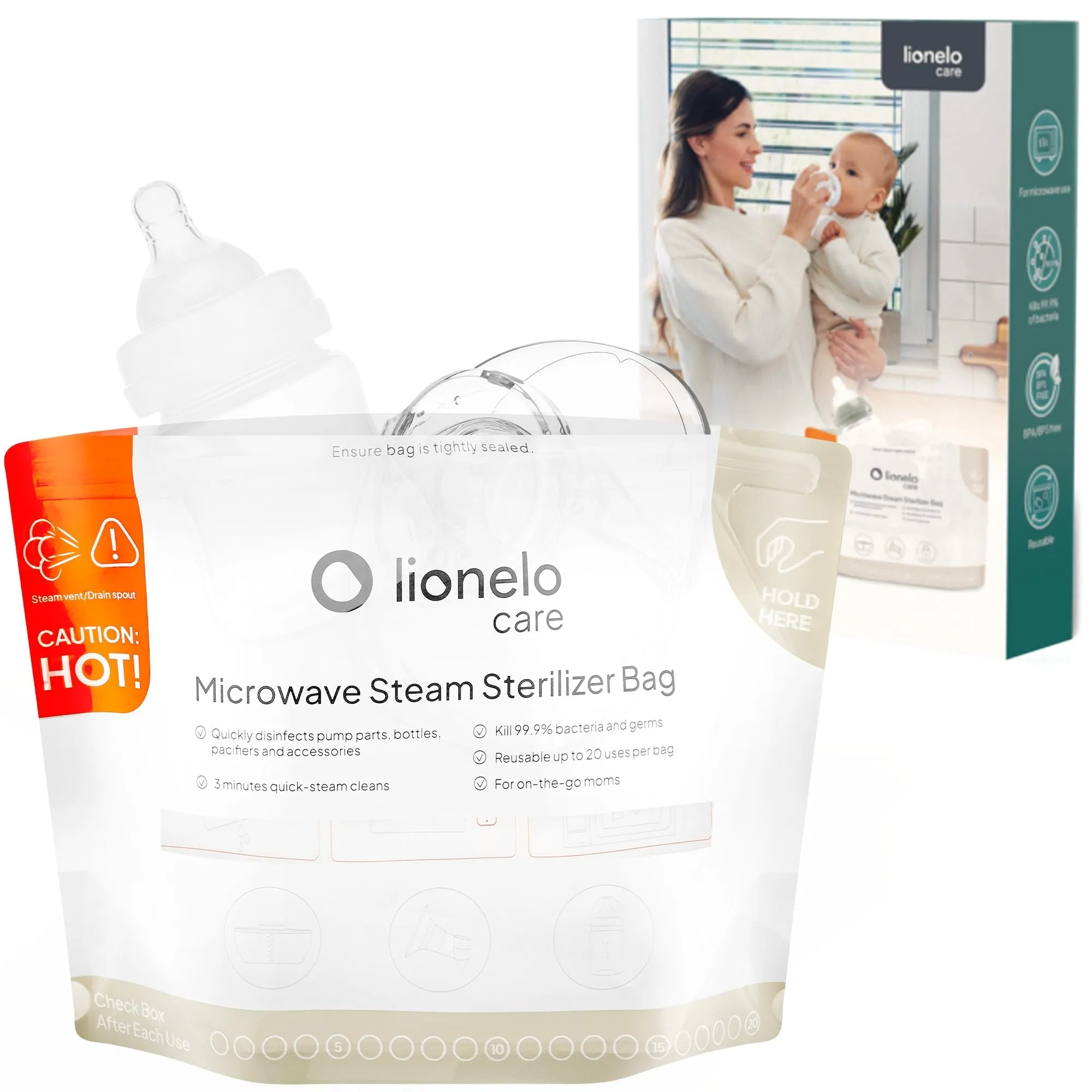 Lionelo ThermBag Sacchetti per Sterilizzazione a Microonde, 8 Pezzi - immagine 1