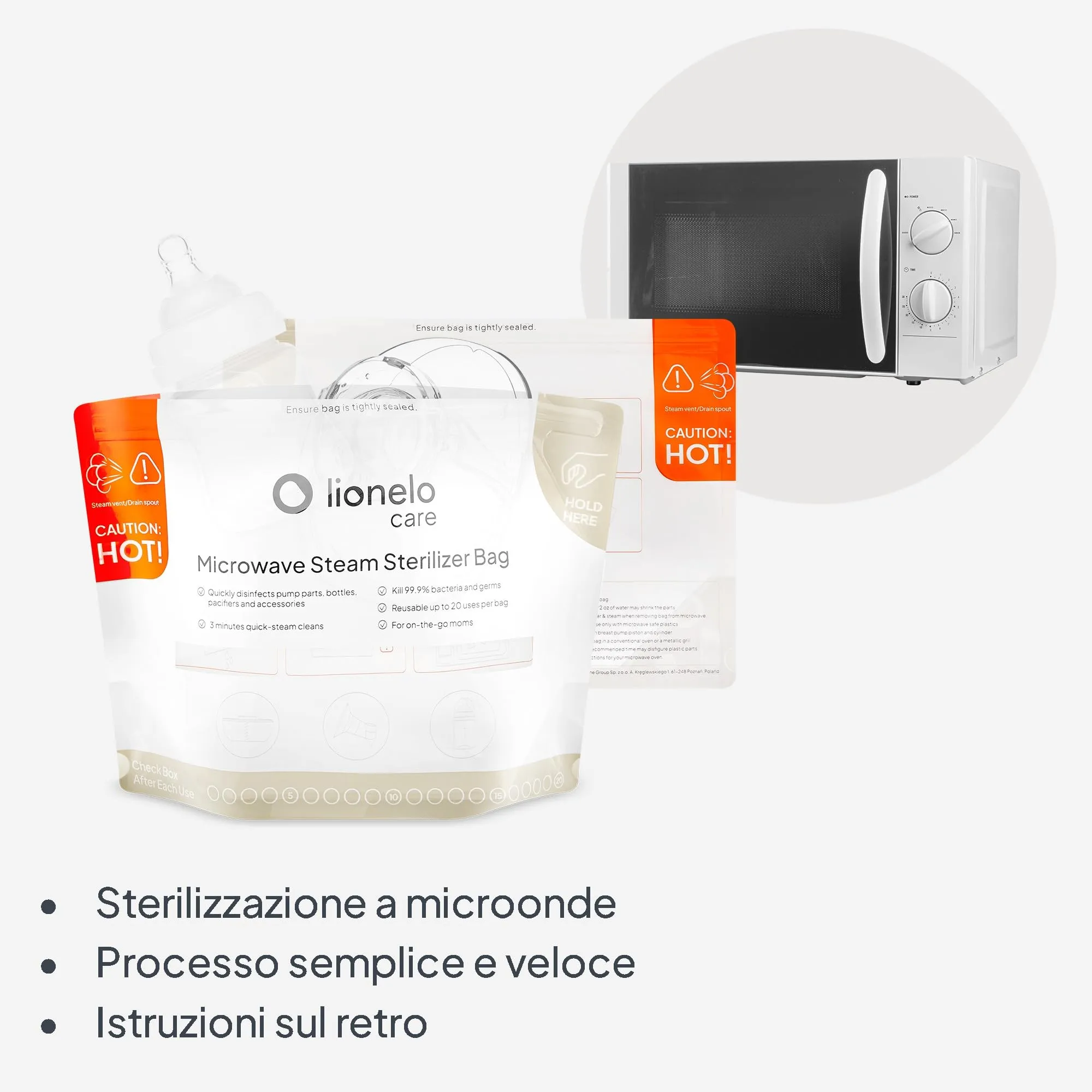 Lionelo ThermBag Sacchetti per Sterilizzazione a Microonde, 8 Pezzi - immagine 2