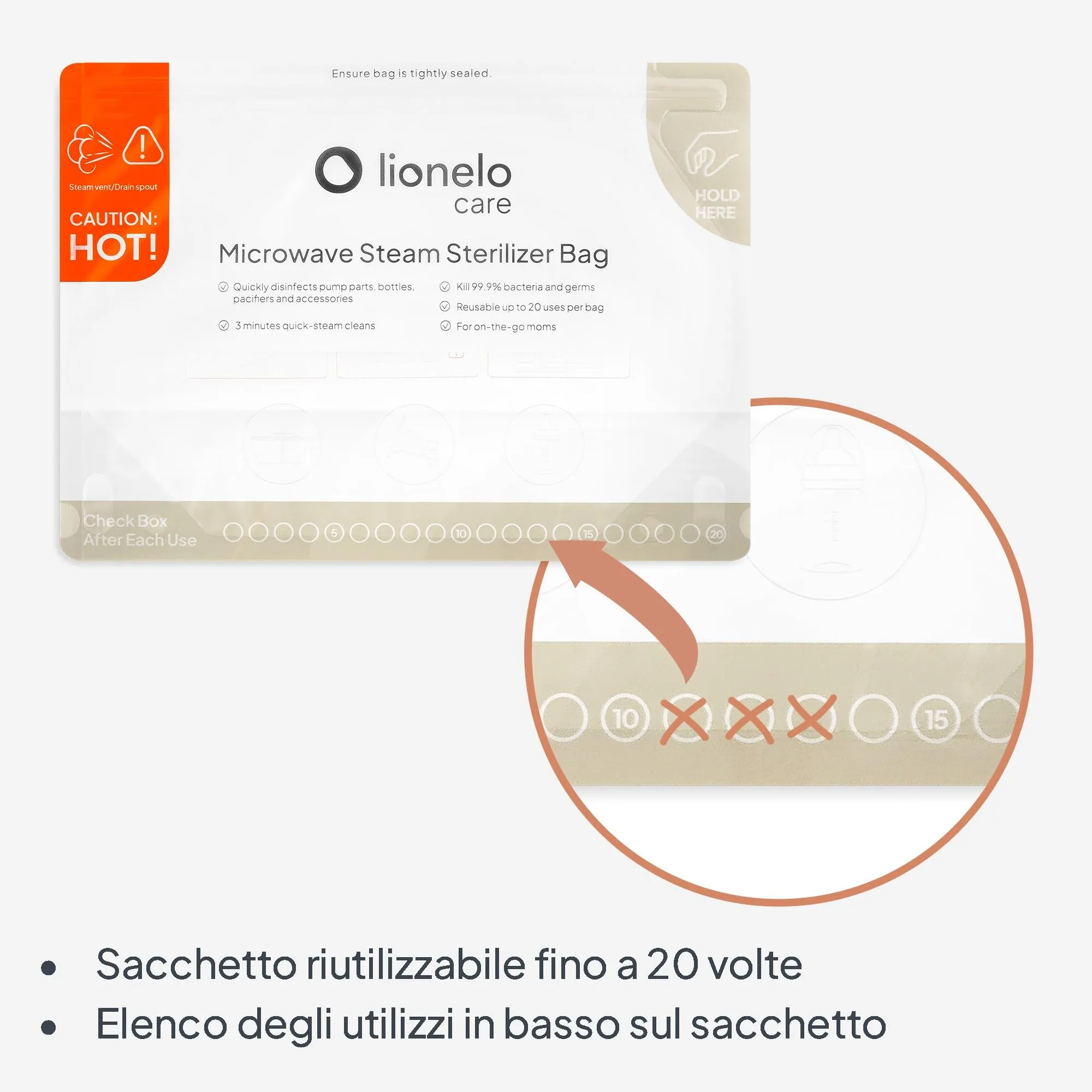 Lionelo ThermBag Sacchetti per Sterilizzazione a Microonde, 8 Pezzi - immagine 5
