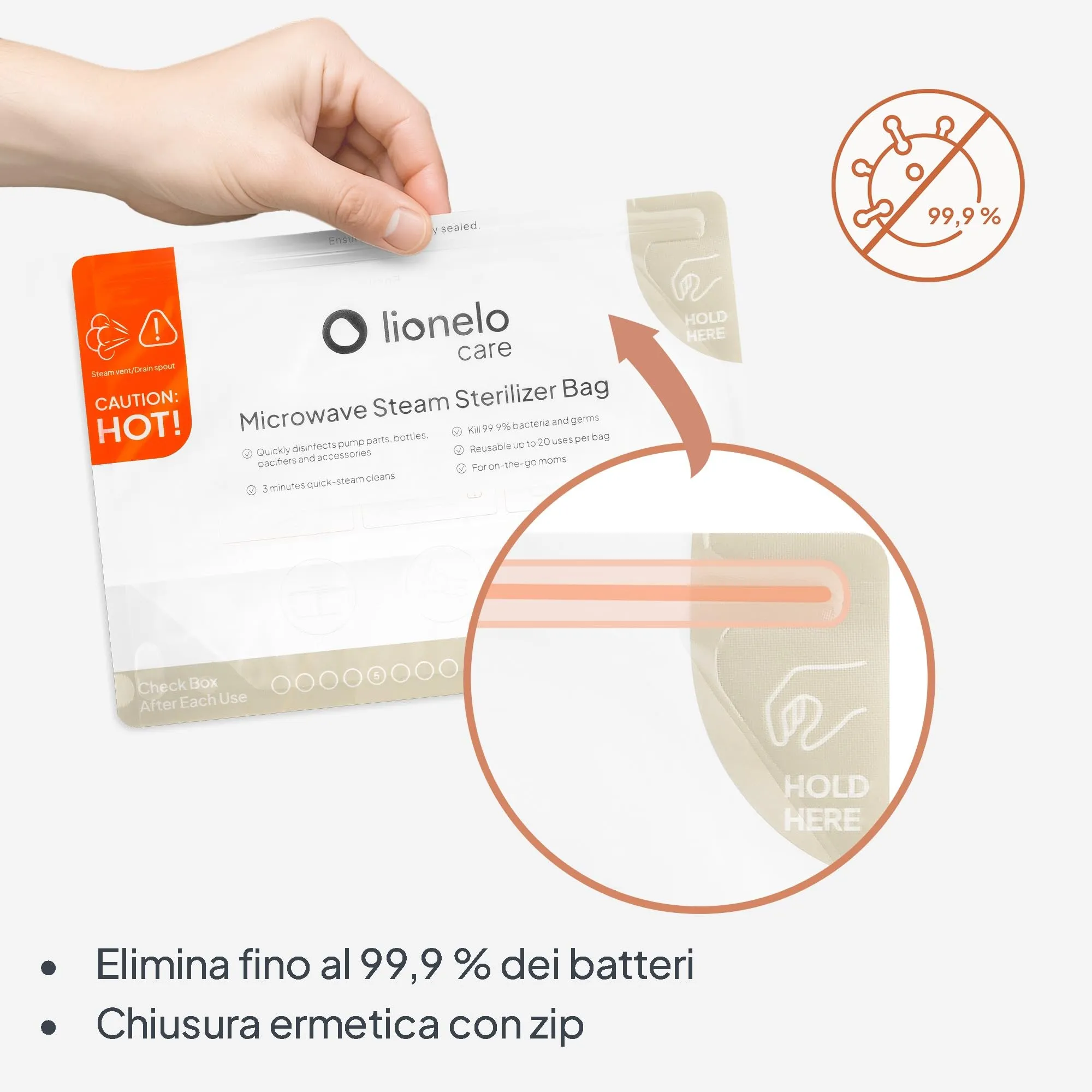 Lionelo ThermBag Sacchetti per Sterilizzazione a Microonde, 8 Pezzi - immagine 6