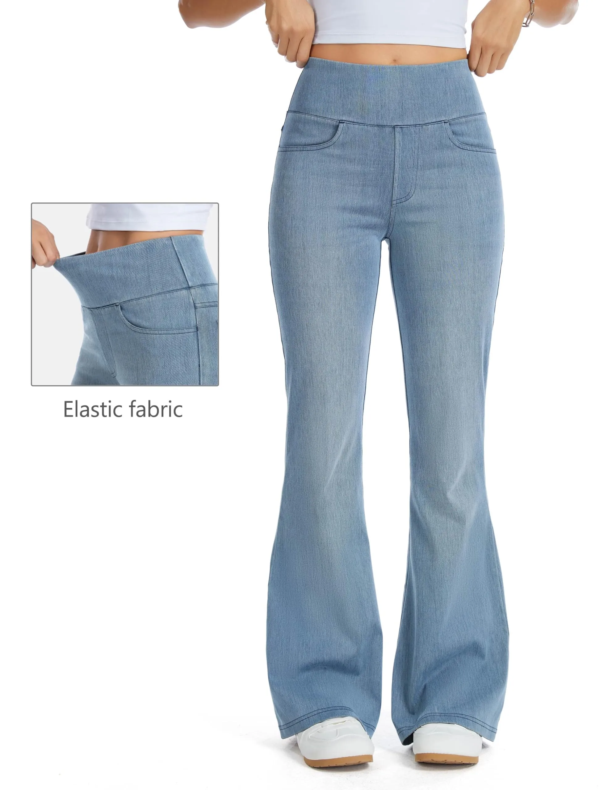 The Gym People Jeans Bootcut Donna Vita Alta Stretch Jeggings Zampa - immagine 4