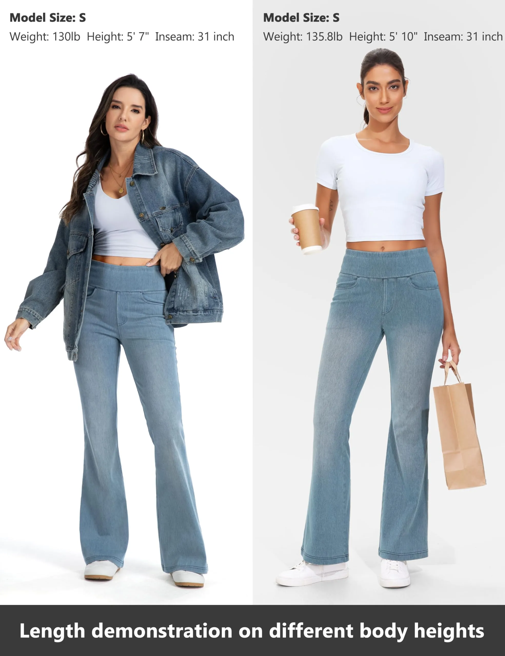 The Gym People Jeans Bootcut Donna Vita Alta Stretch Jeggings Zampa - immagine 6