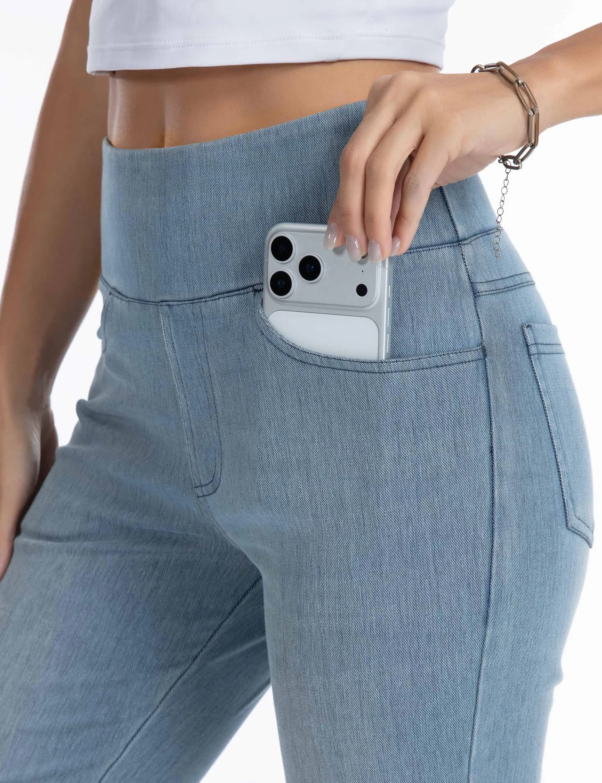 The Gym People Jeans Bootcut Donna Vita Alta Stretch Jeggings Zampa - immagine 2