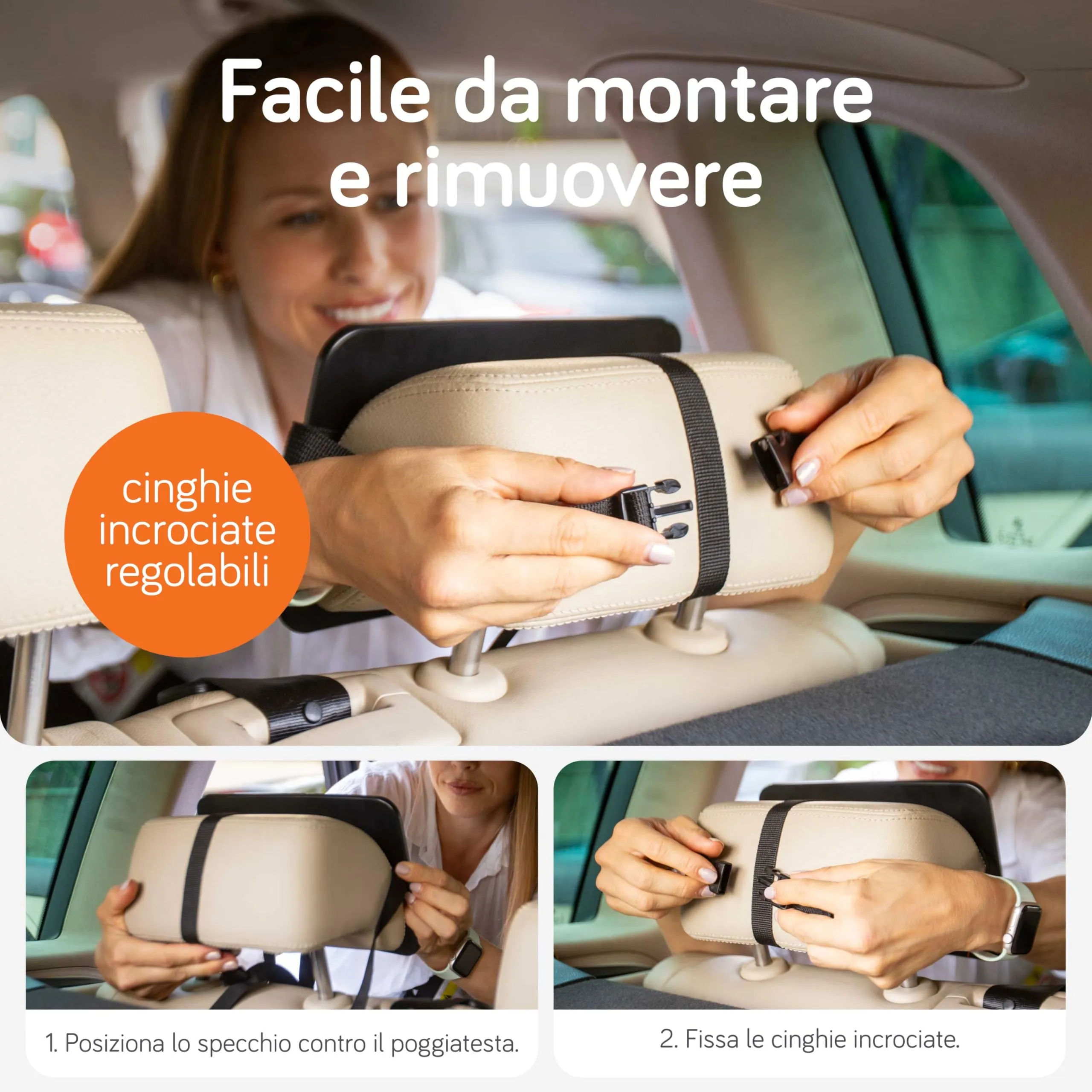 Baby Uma Specchietto Retrovisore Auto Infrangibile per Neonato (24 x 16 cm) - immagine 5