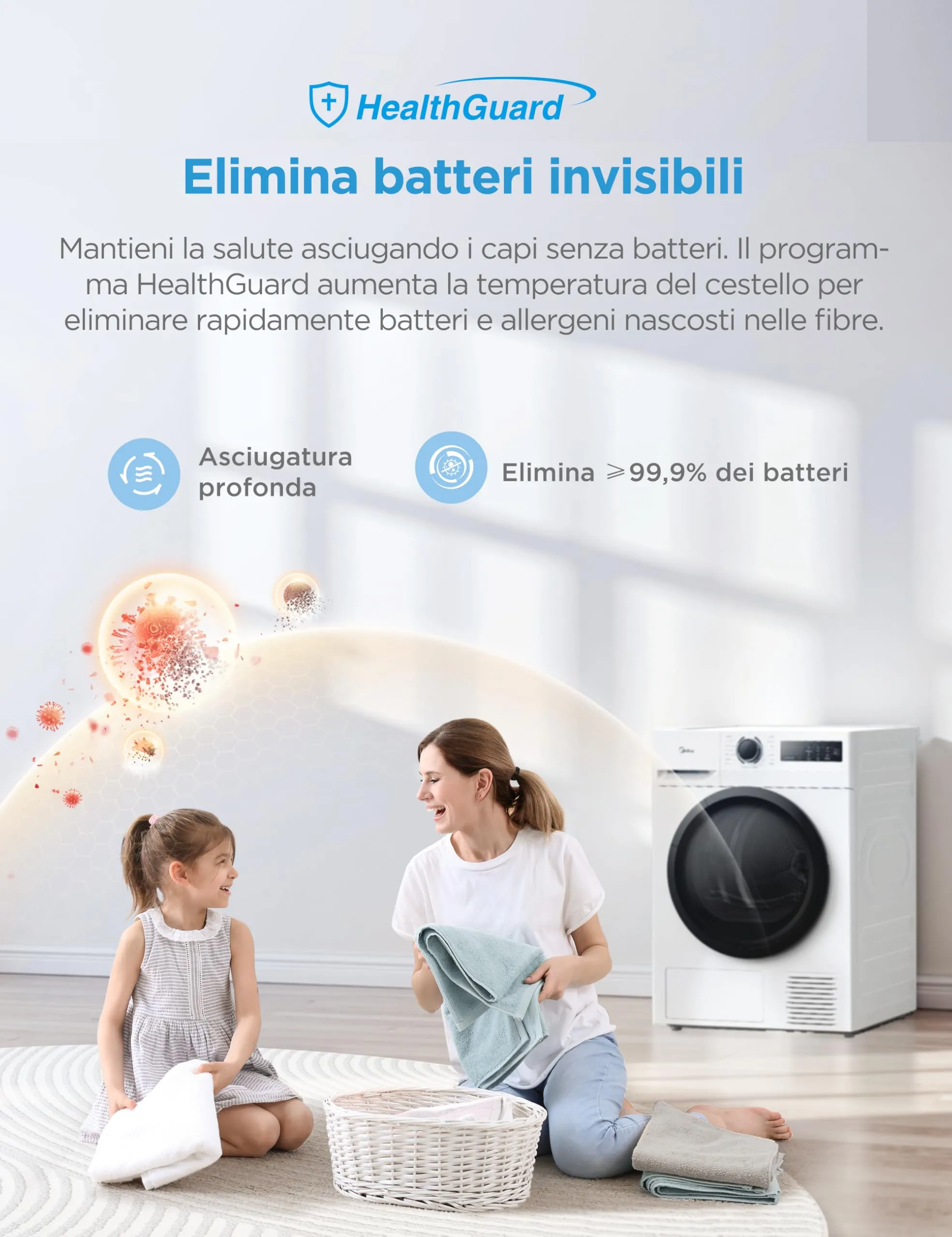 Midea MD11EH80D Asciugatrice a Pompa di Calore 8 kg Classe A++ Bianco - immagine 4