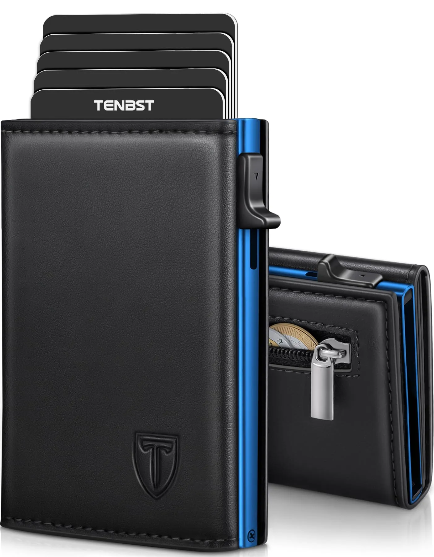 TENBST Portafoglio Uomo Slim Blu HW0028 - immagine 1