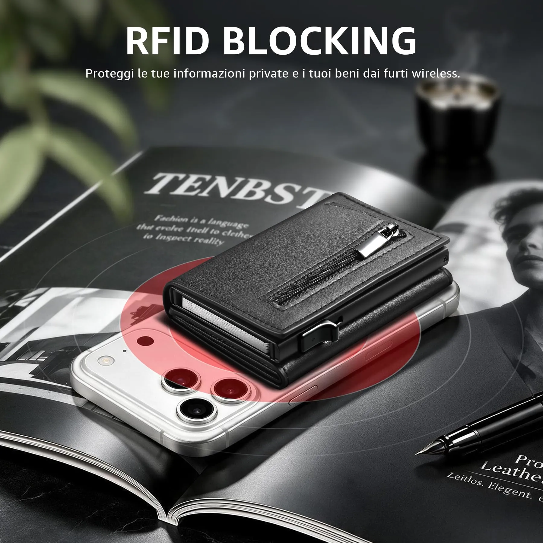 TENBST Portafoglio da uomo RFID HW0001 - immagine 6