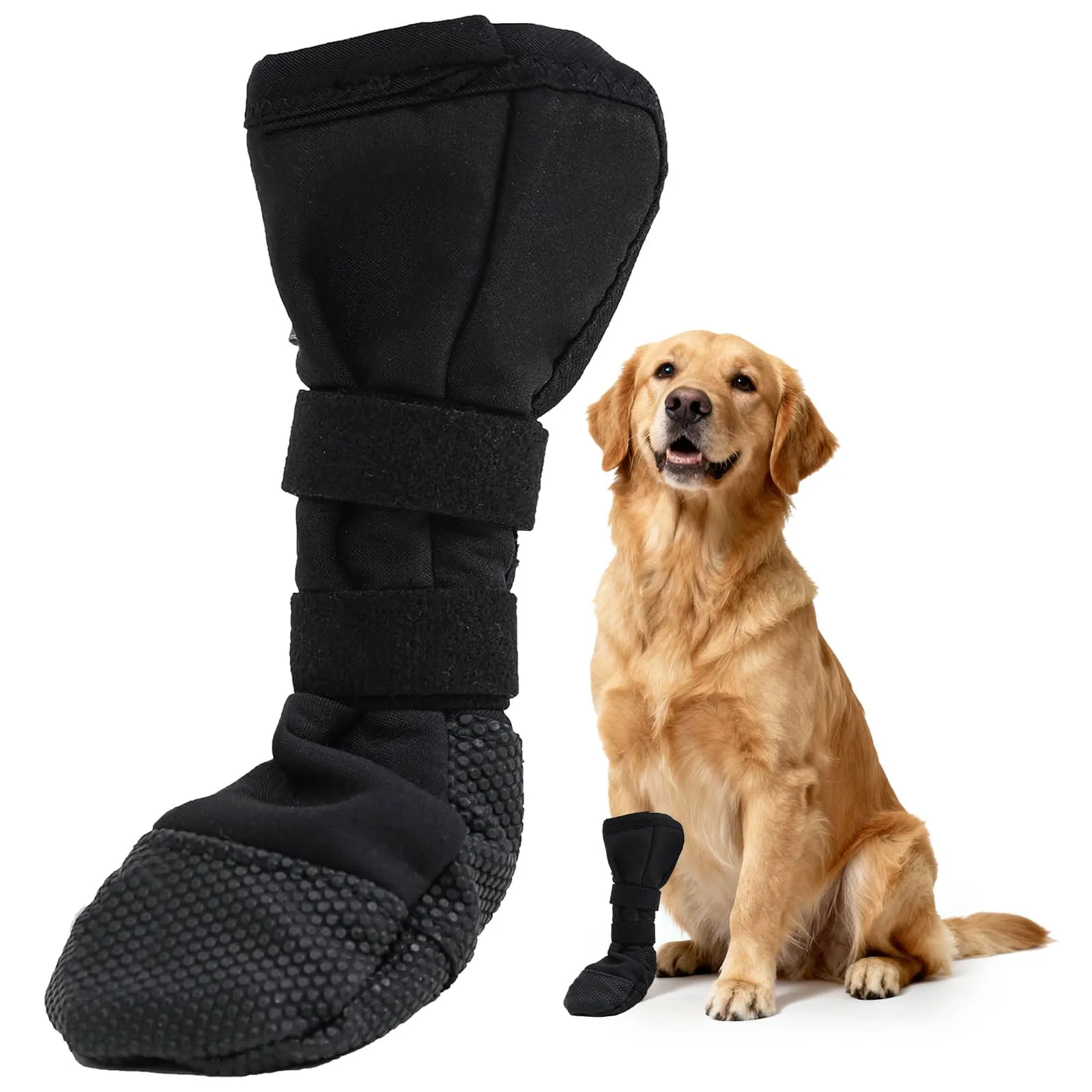 CHONGQILAO Scarpe di Protezione e Recupero per Cani, Calze Impermeabili Antiscivolo e Traspiranti per Zampe Ferite, Taglia S, Nero - immagine 1