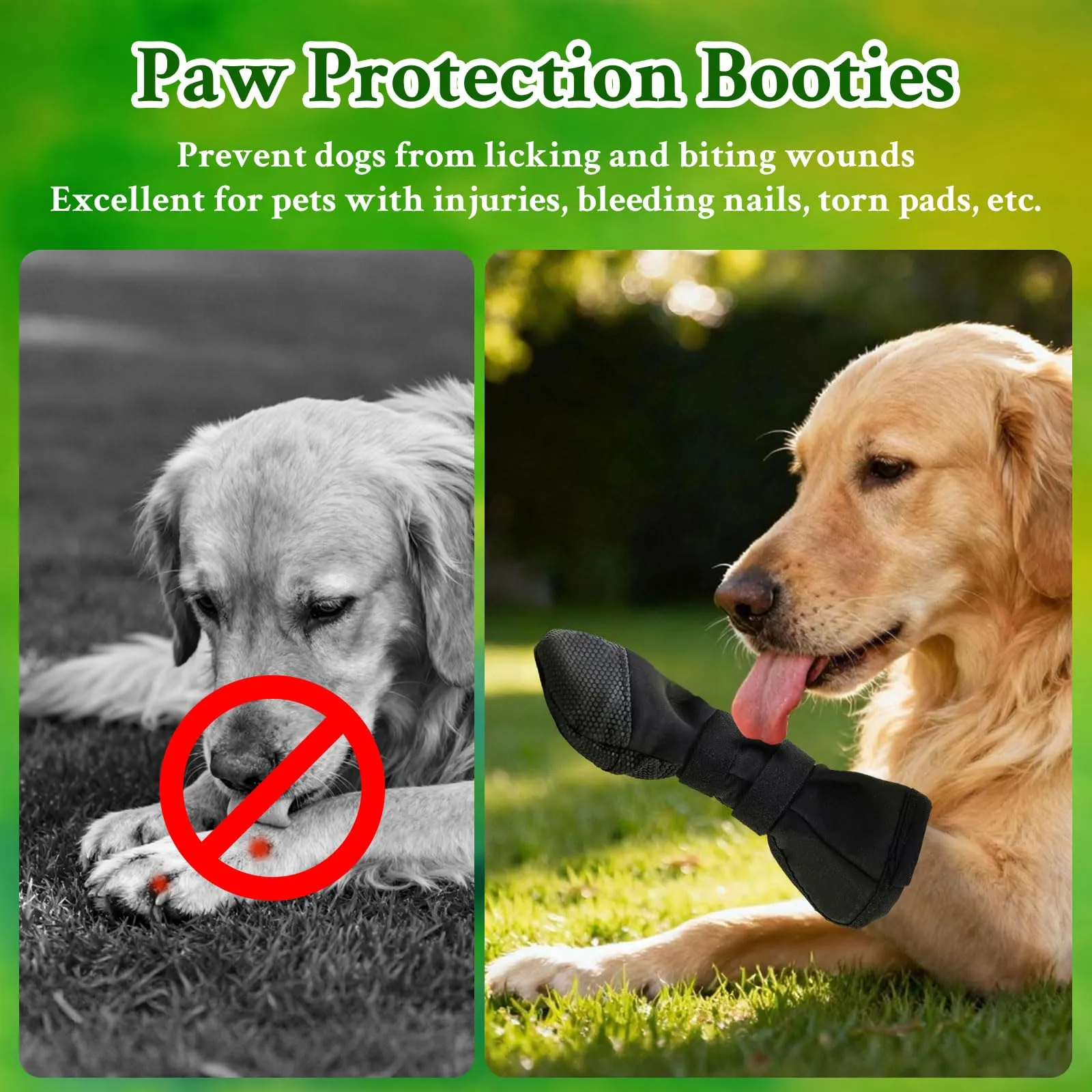 CHONGQILAO Scarpe di Protezione e Recupero per Cani, Calze Impermeabili Antiscivolo e Traspiranti per Zampe Ferite, Taglia S, Nero - immagine 4