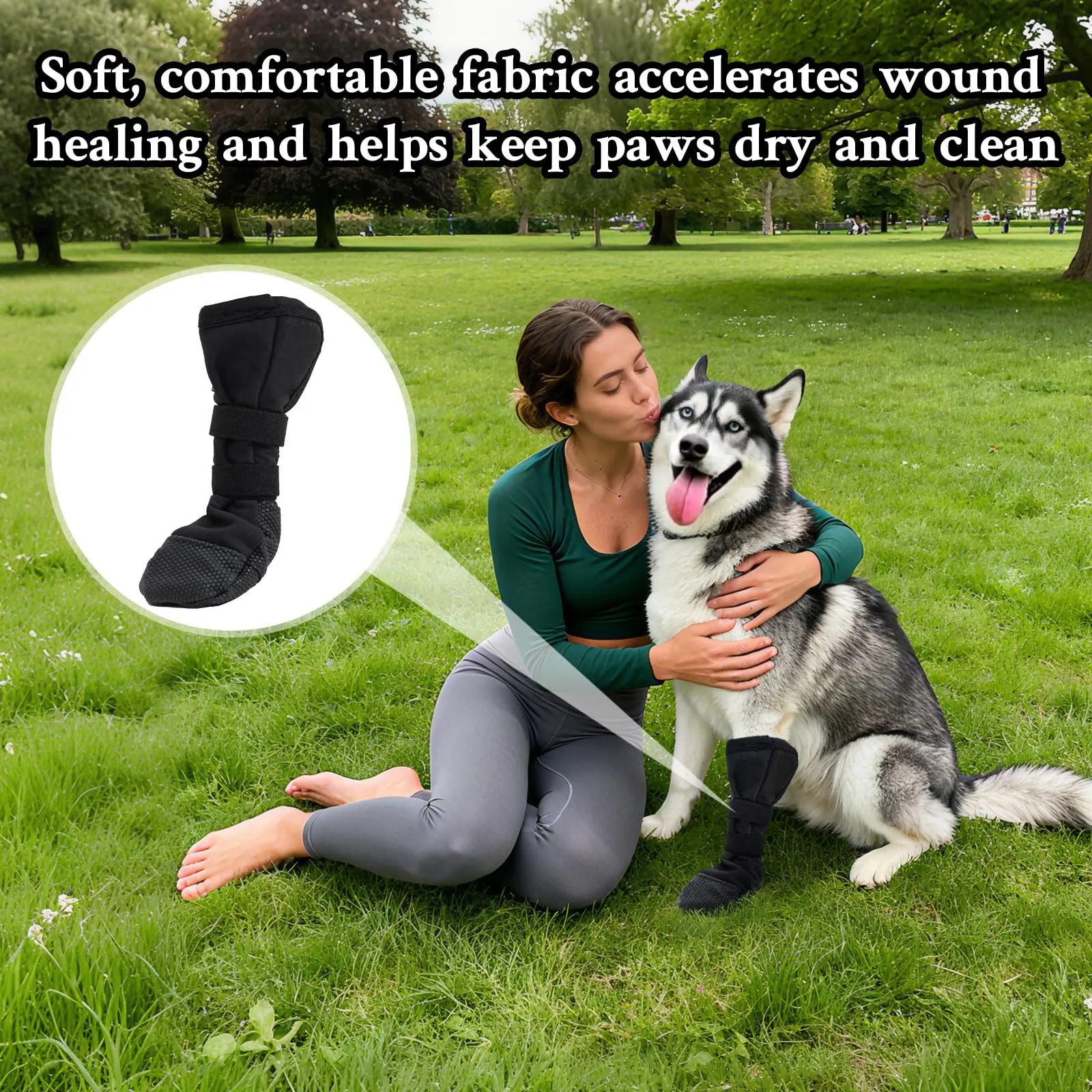 CHONGQILAO Scarpe di Protezione e Recupero per Cani, Calze Impermeabili Antiscivolo e Traspiranti per Zampe Ferite, Taglia S, Nero - immagine 5