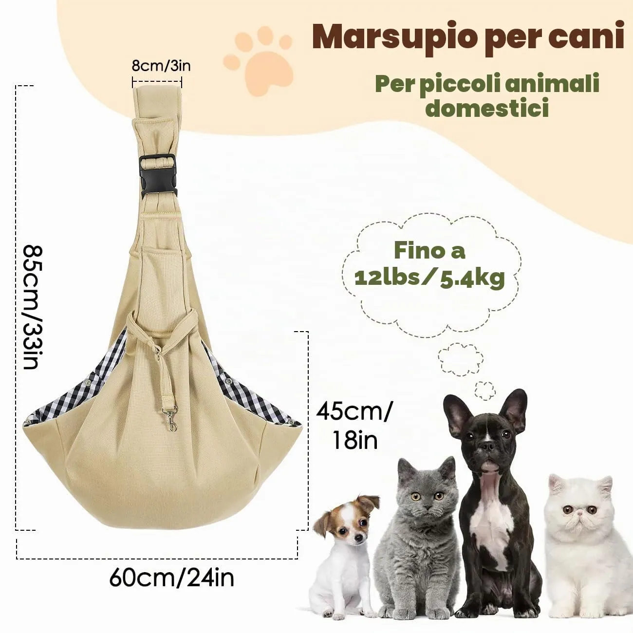 Pawaboo Trasportino per Cane Piccolo 3-10 Libbre, Cachi Chiaro - immagine 2