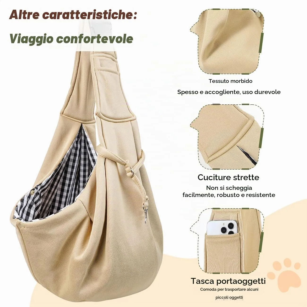 Pawaboo Trasportino per Cane Piccolo 3-10 Libbre, Cachi Chiaro - immagine 7