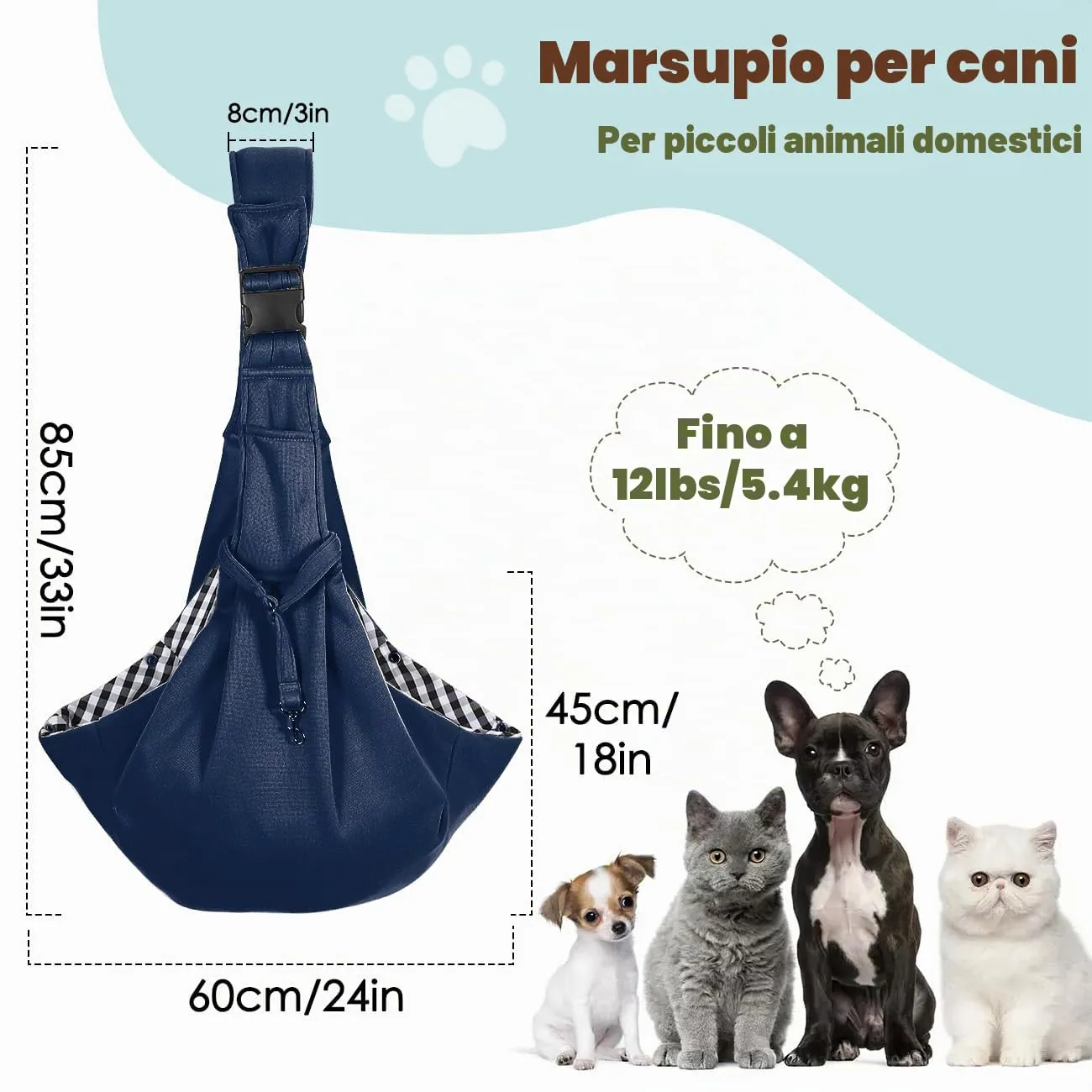 Pawaboo Trasportino per Cane Piccolo, 3-10 Libbre, Blu Scuro - immagine 2