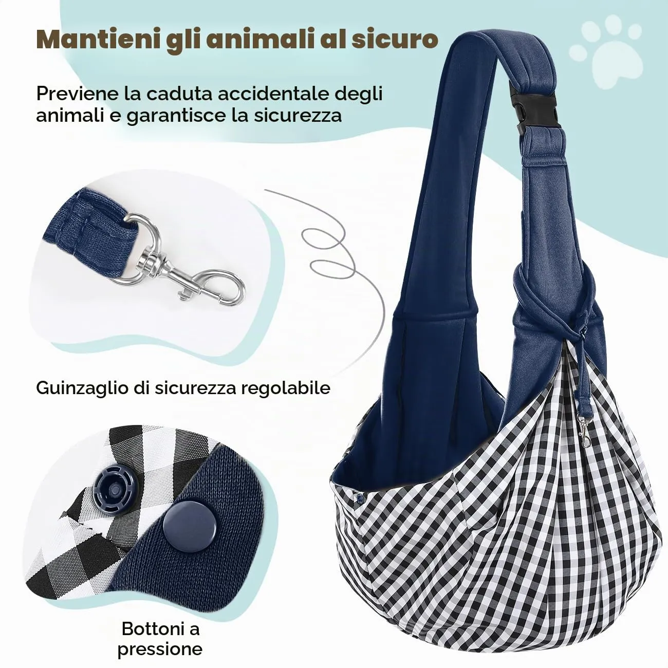 Pawaboo Trasportino per Cane Piccolo, 3-10 Libbre, Blu Scuro - immagine 4