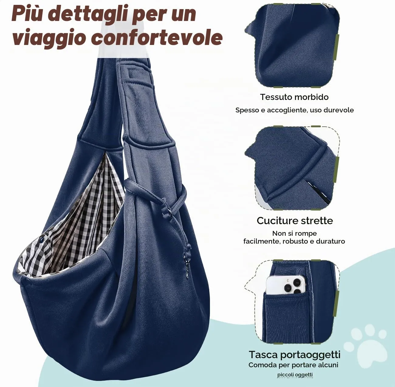 Pawaboo Trasportino per Cane Piccolo, 3-10 Libbre, Blu Scuro - immagine 7