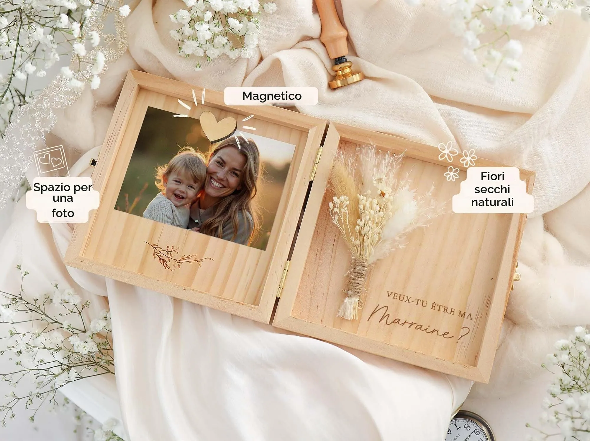 Joli Coon Cofanetto in legno Vuoi essere la mia madrina - immagine 2