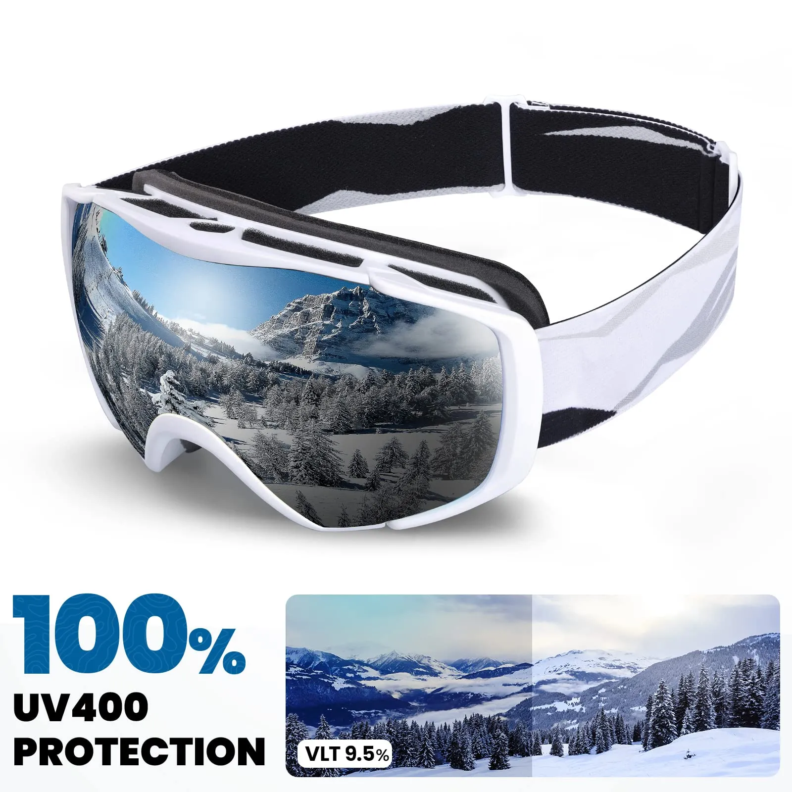 OutdoorMaster Maschera Sci Modello Classic OTG, Lenti Anti-Appannamento e Protezione UV400, Compatibile con Casco e Occhiali da Vista - immagine 2