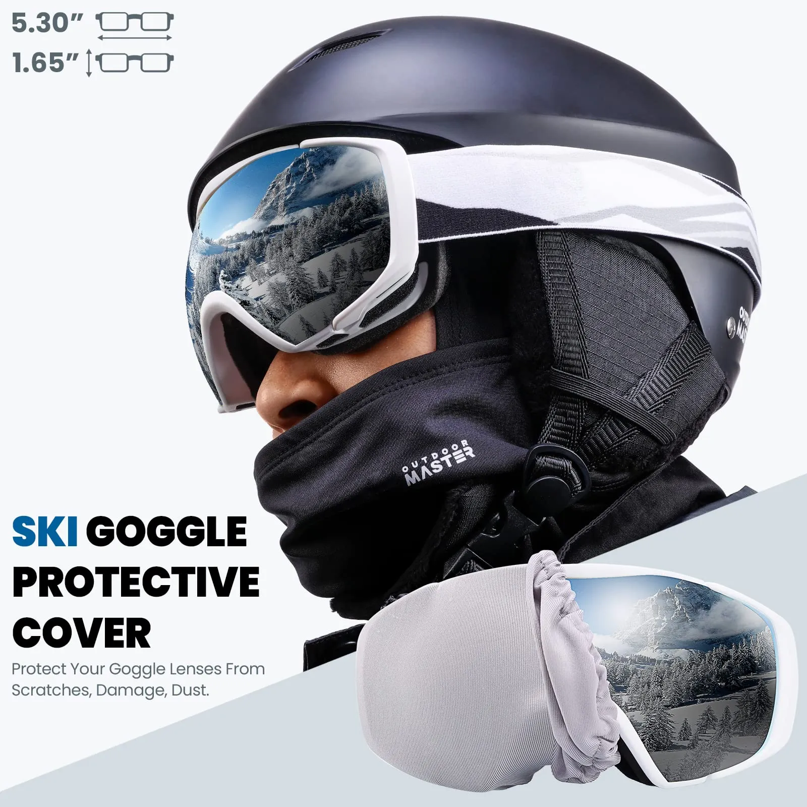 OutdoorMaster Maschera Sci Modello Classic OTG, Lenti Anti-Appannamento e Protezione UV400, Compatibile con Casco e Occhiali da Vista - immagine 4