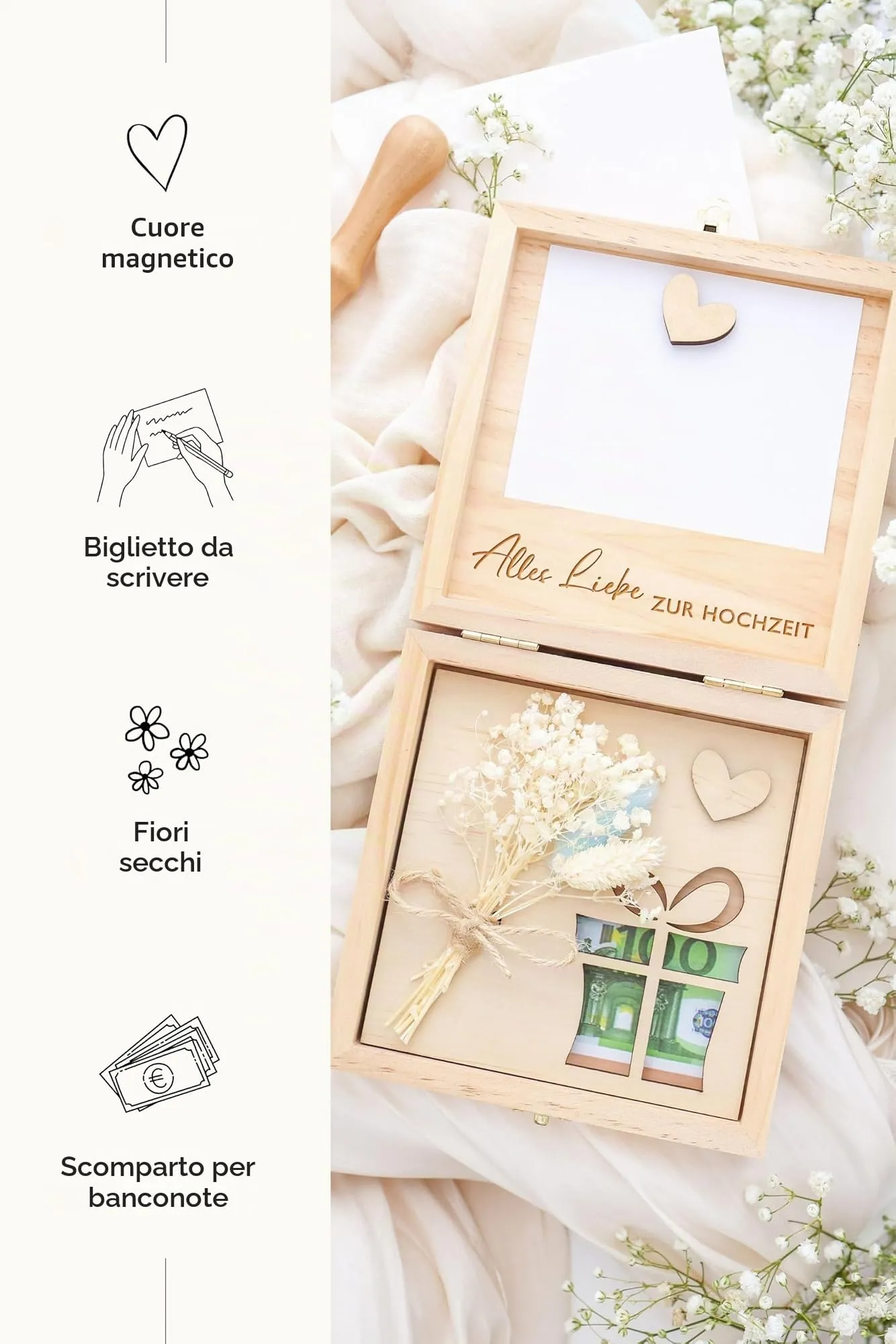 Joli Coon Regalo di nozze in argento con scatola in legno - immagine 2