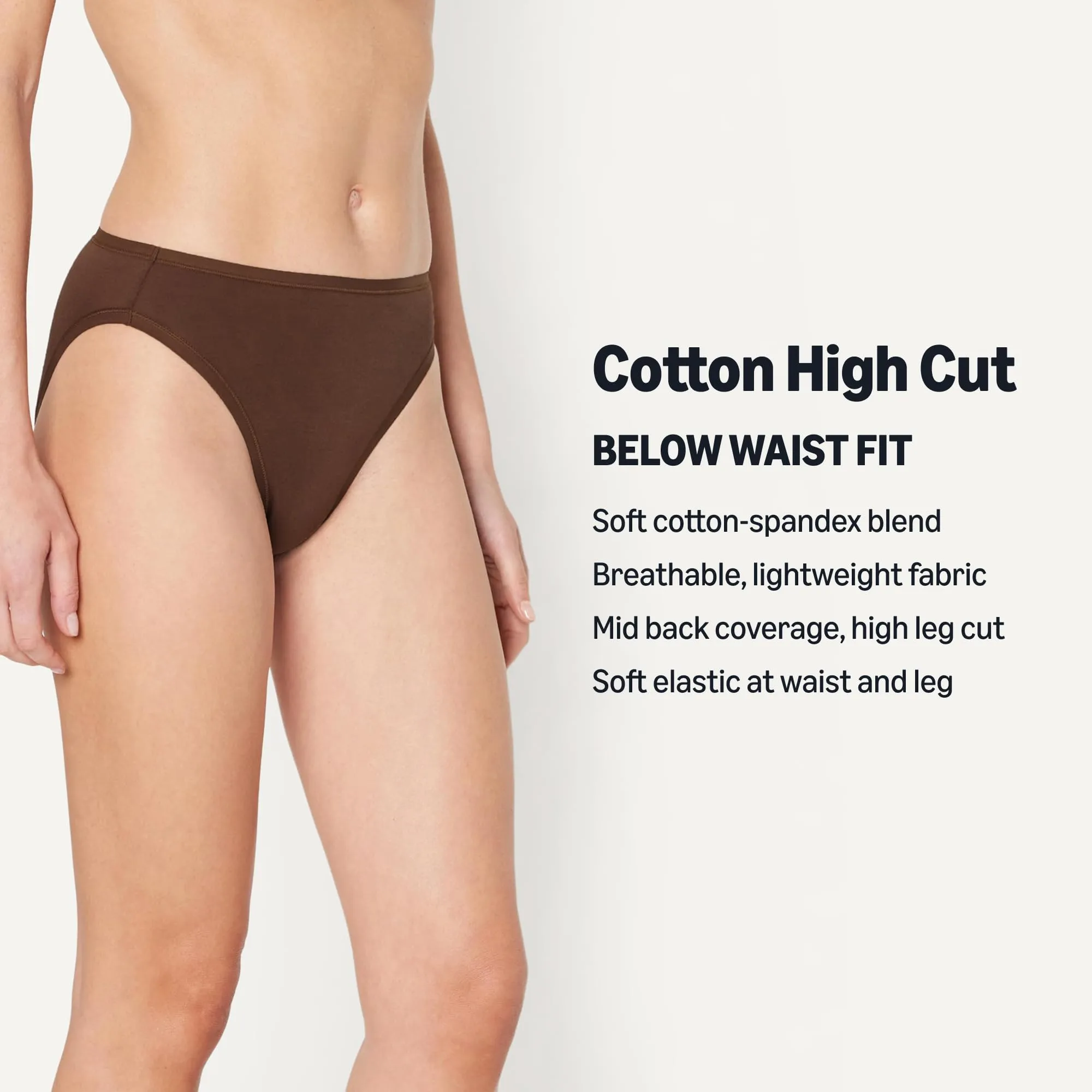 Amazon Essentials Slip Bikini a Taglio Alto in Cotone Elasticizzato Donna, Confezione da 10, Nocciola, 52 - immagine 2