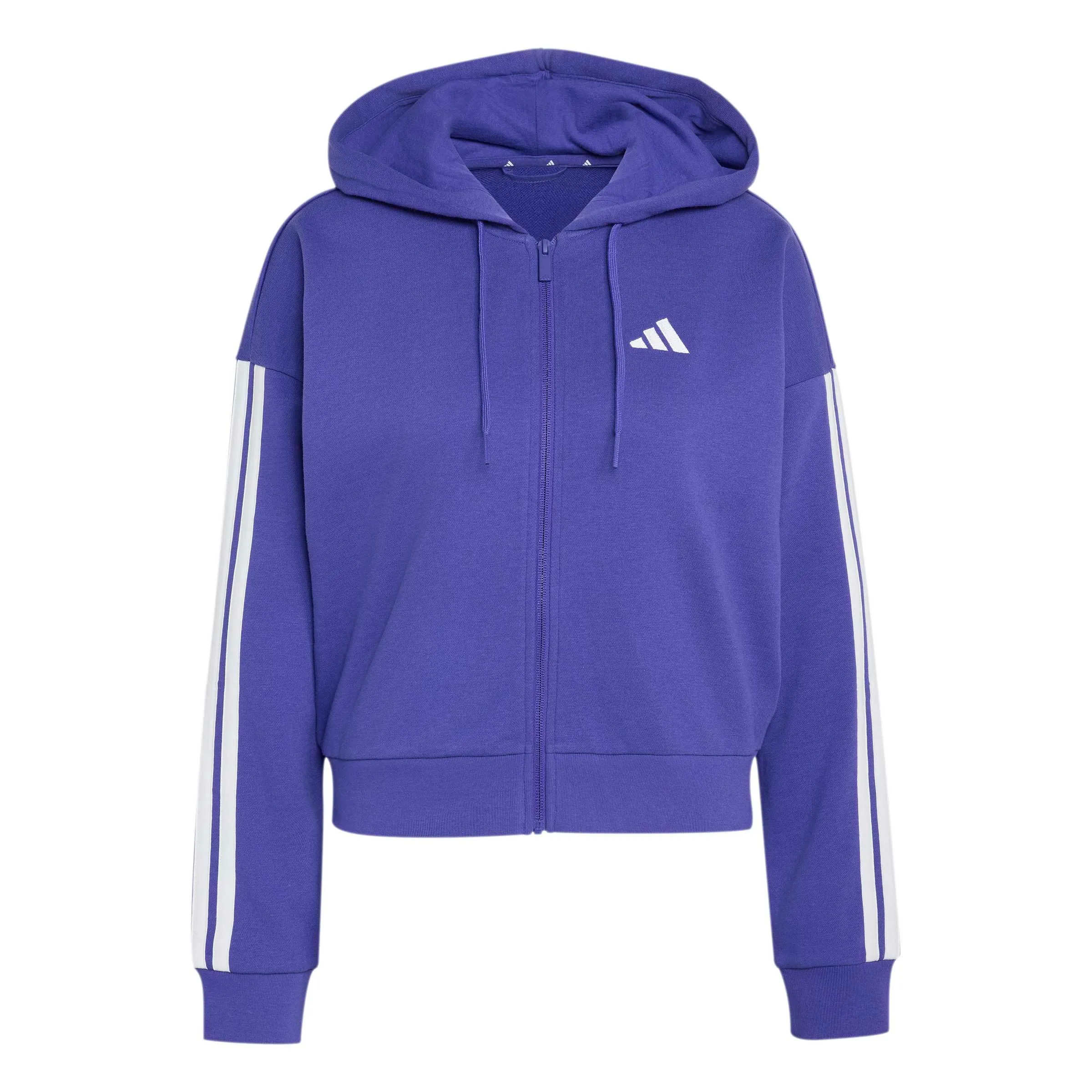 adidas Donna Essentials 3-Stripes French Terry Full Zip Hoodie Sweatshirt, Pure Purple/White, XS - immagine 1