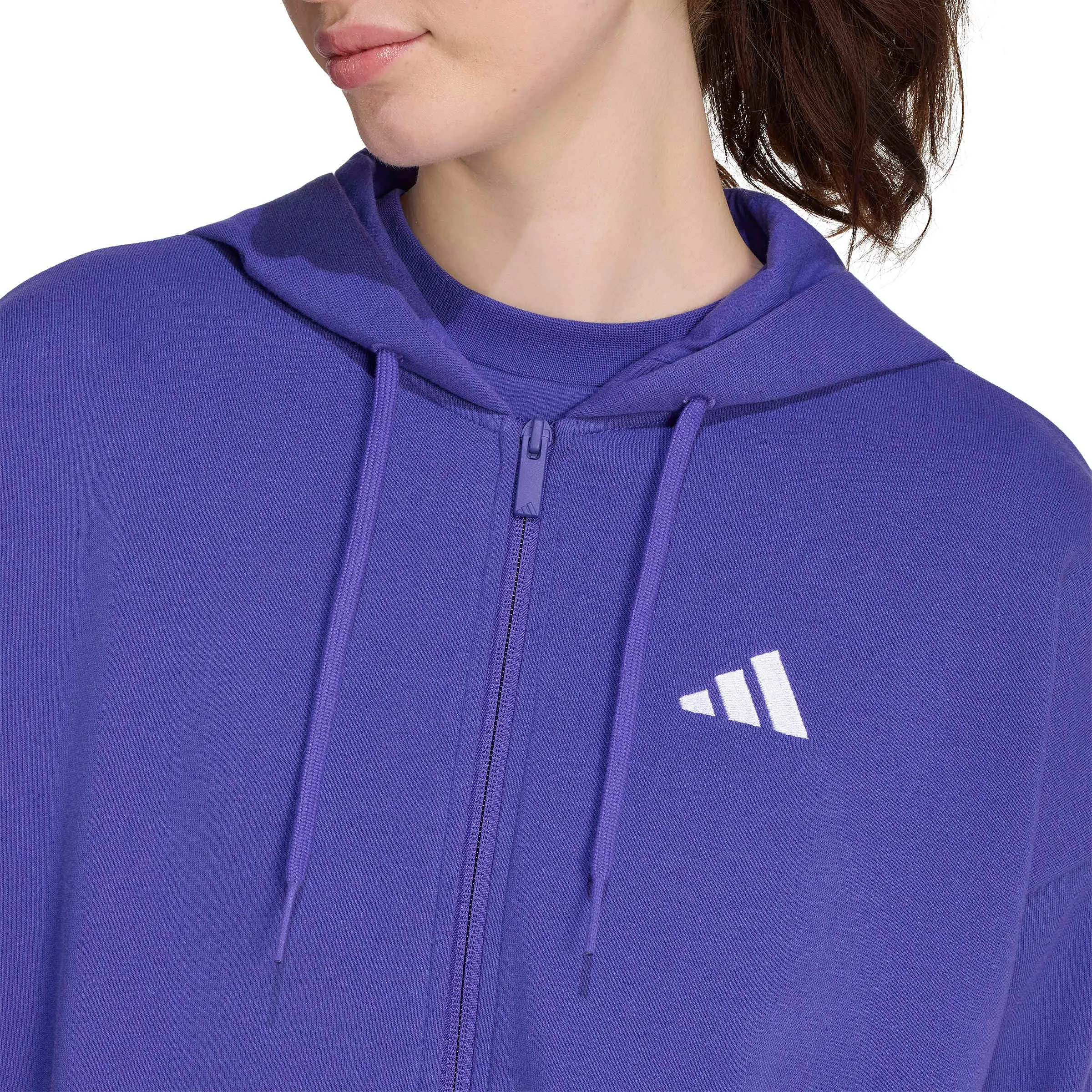 adidas Donna Essentials 3-Stripes French Terry Full Zip Hoodie Sweatshirt, Pure Purple/White, XS - immagine 4