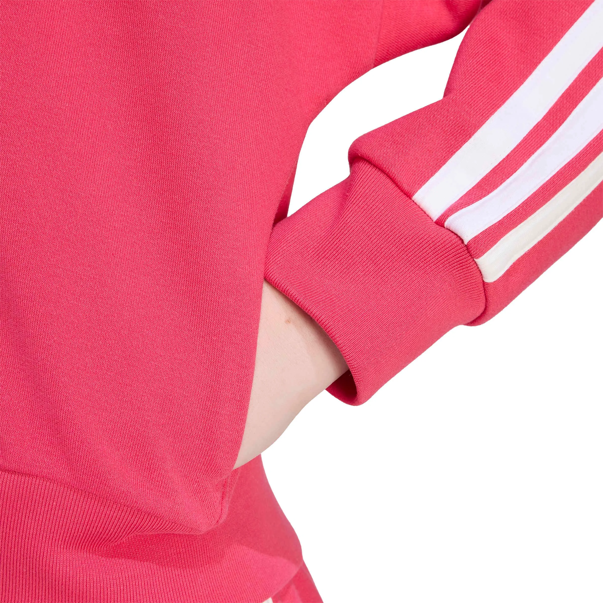 adidas Donna Essentials 3-Stripes French Terry Full Zip Hoodie Sweatshirt, Power Pink/White, XS - immagine 3