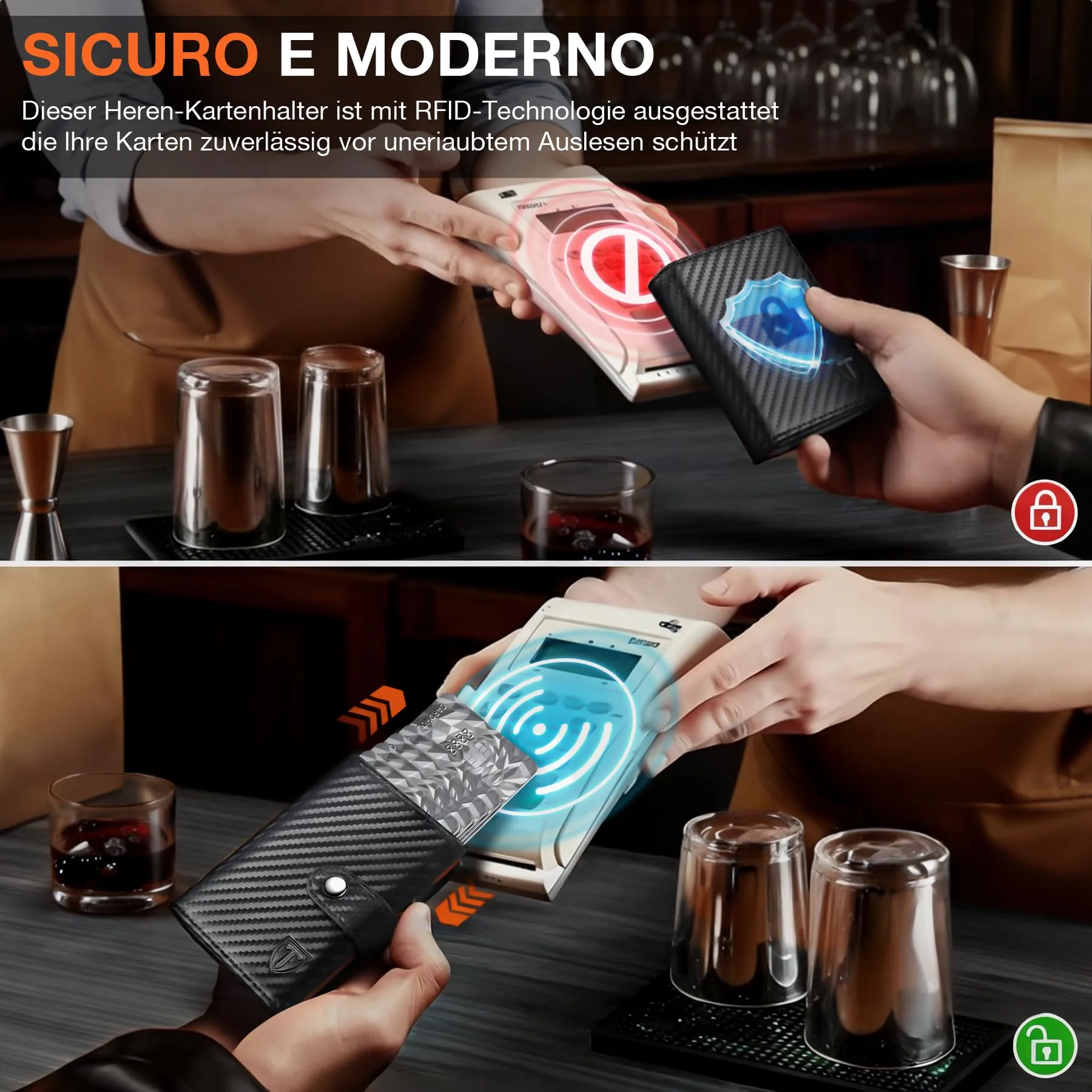TENBST Portafoglio Uomo e Donna con Protezione RFID, Porta Carte per 10 Carte, Portamonete e Scomparto Banconote - immagine 4