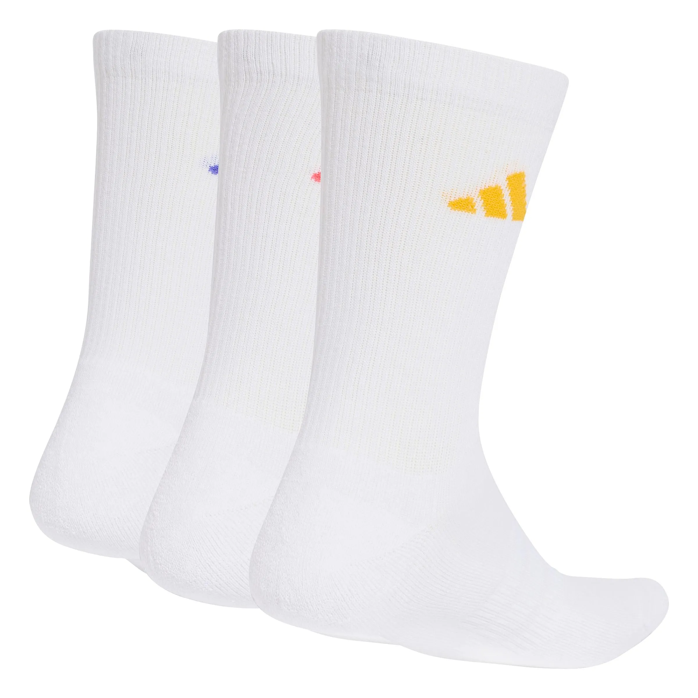 adidas Cushioned Sportswear Crew Socks 3 Pair Pack, White/Solar Purple/Crew Yellow/Pure Turbo, M - immagine 3