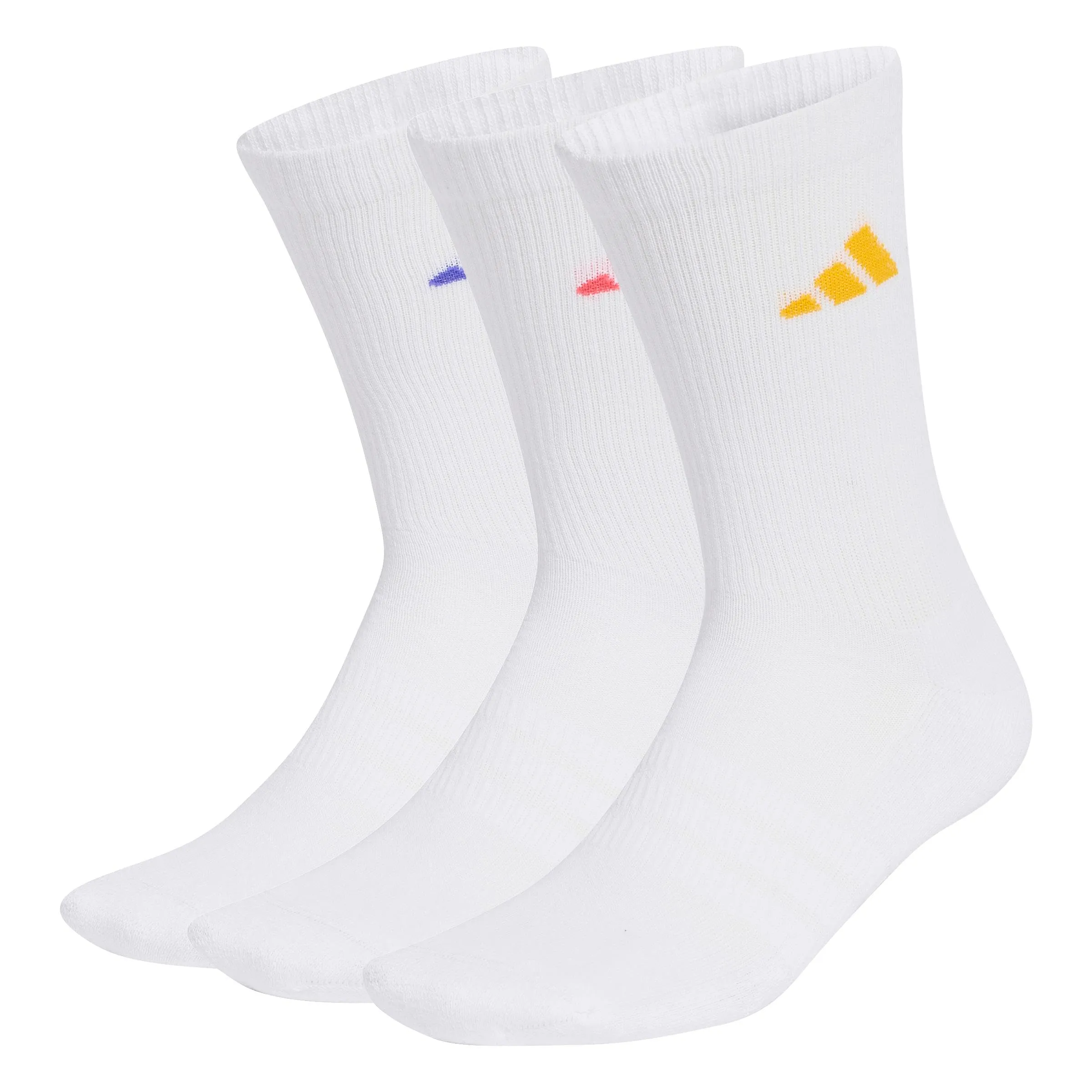 adidas Cushioned Sportswear Crew Socks 3 Pair Pack, White/Solar Purple/Crew Yellow/Pure Turbo, M - immagine 5