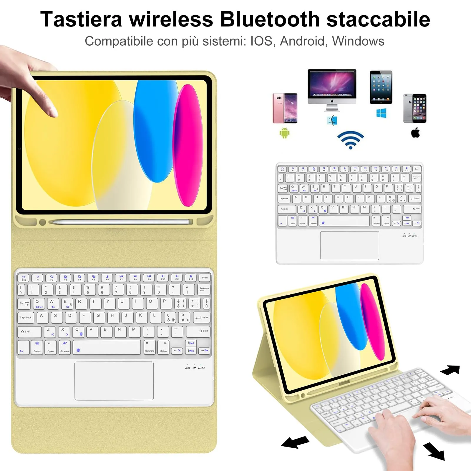 Tastiera per iPad A16 11 Generazione 11" 2025/10 Generazione 2022 10.9" - immagine 3