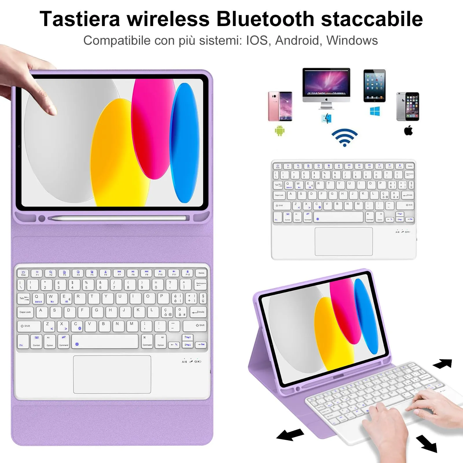 IVEOPPE Tastiera per iPad 11 Generazione 11" (2025) e 10 Generazione 10.9" (2022) Modello A16 - immagine 3