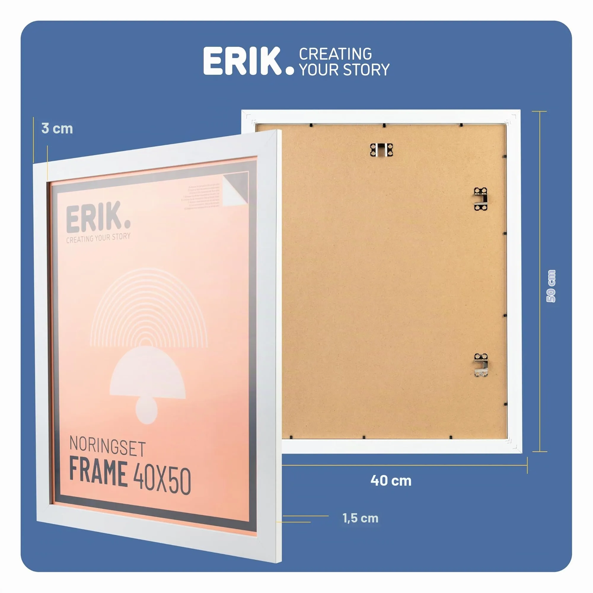 Grupo Erik Cornice 40x50 cm Bianca Portafoto da Parete in MDF - immagine 3