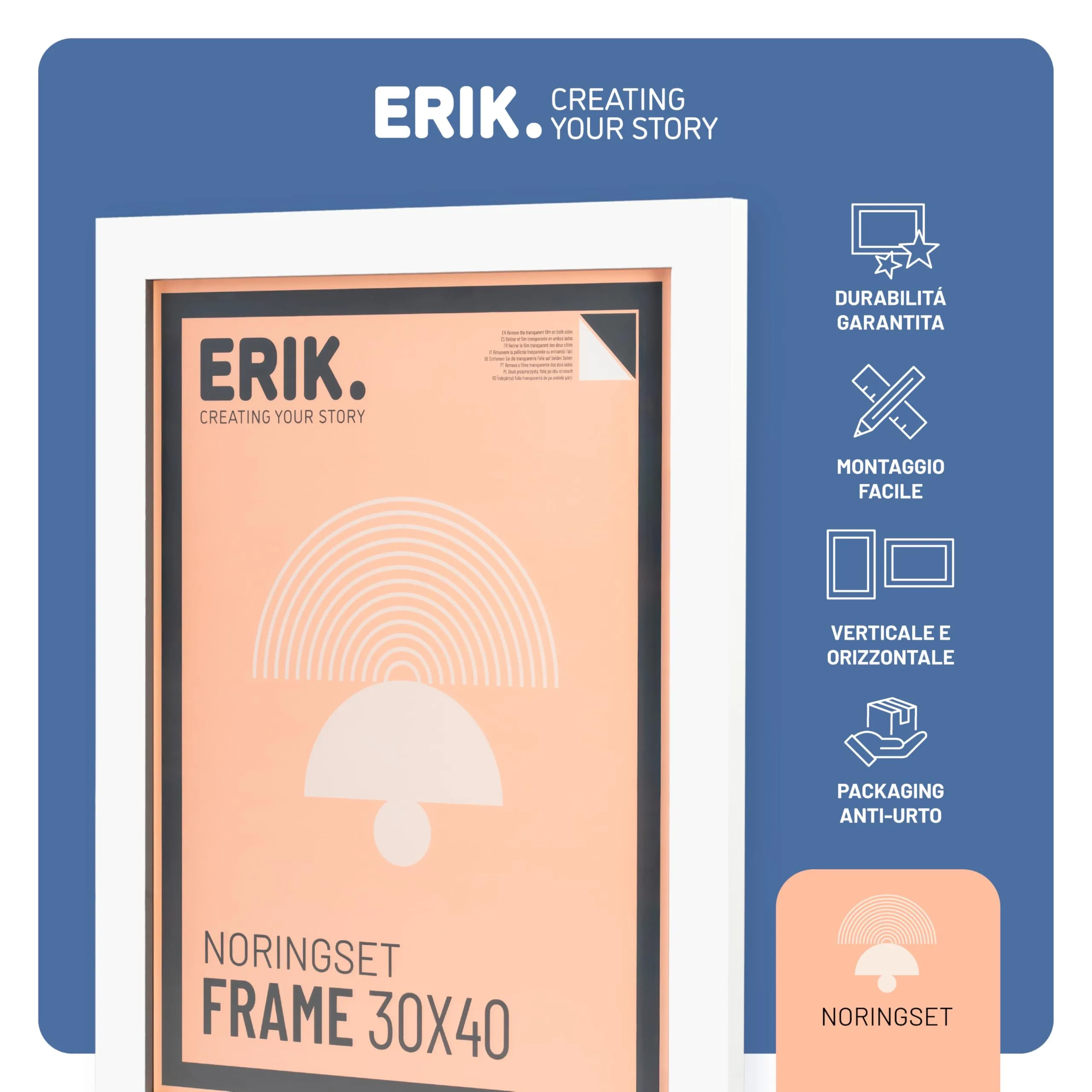 Grupo Erik Cornice 30 x 40 cm Bianca - Portafoto da Parete in MDF - immagine 2