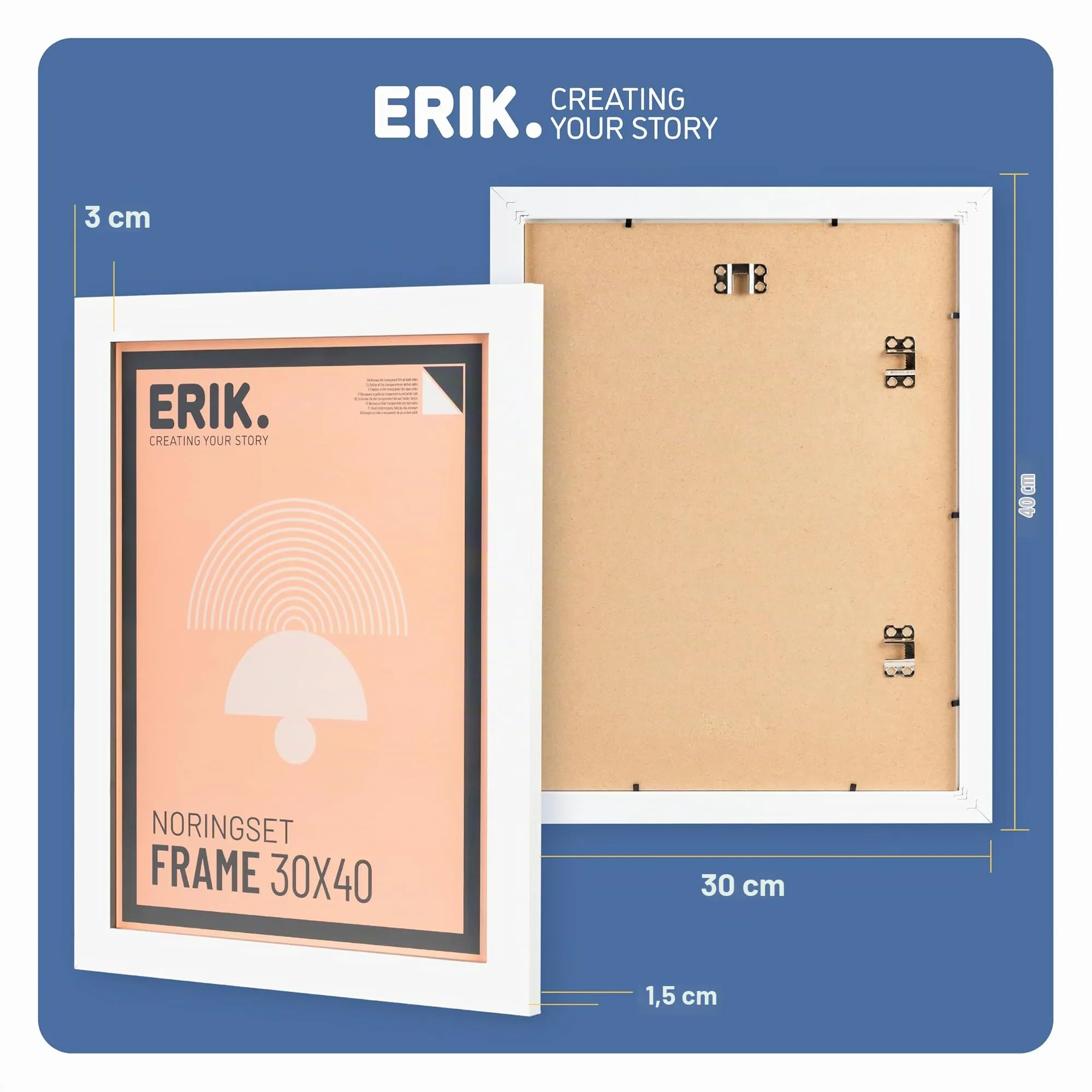 Grupo Erik Cornice 30 x 40 cm Bianca - Portafoto da Parete in MDF - immagine 3