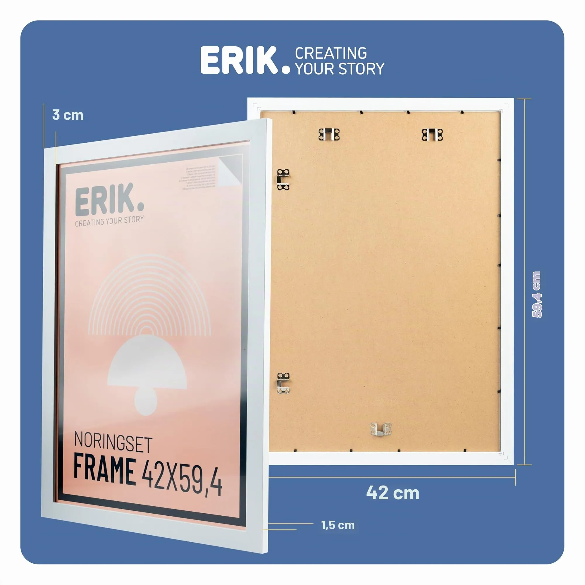 Grupo Erik Cornice 42x59,4 cm Bianca Portafoto Parete MDF - immagine 3