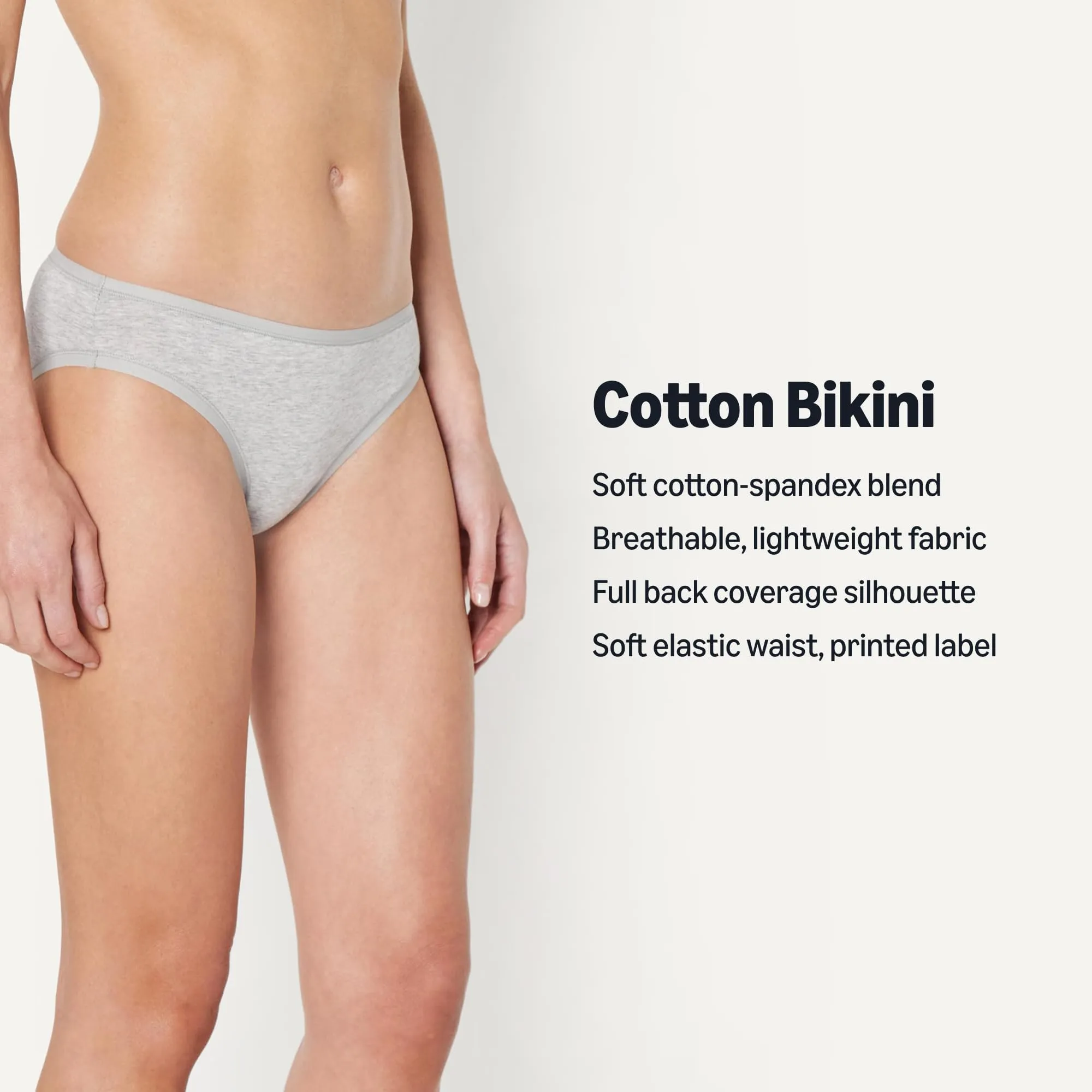 Amazon Essentials Slip Bikini in Cotone, Grigio Mélange Medio, S - immagine 2