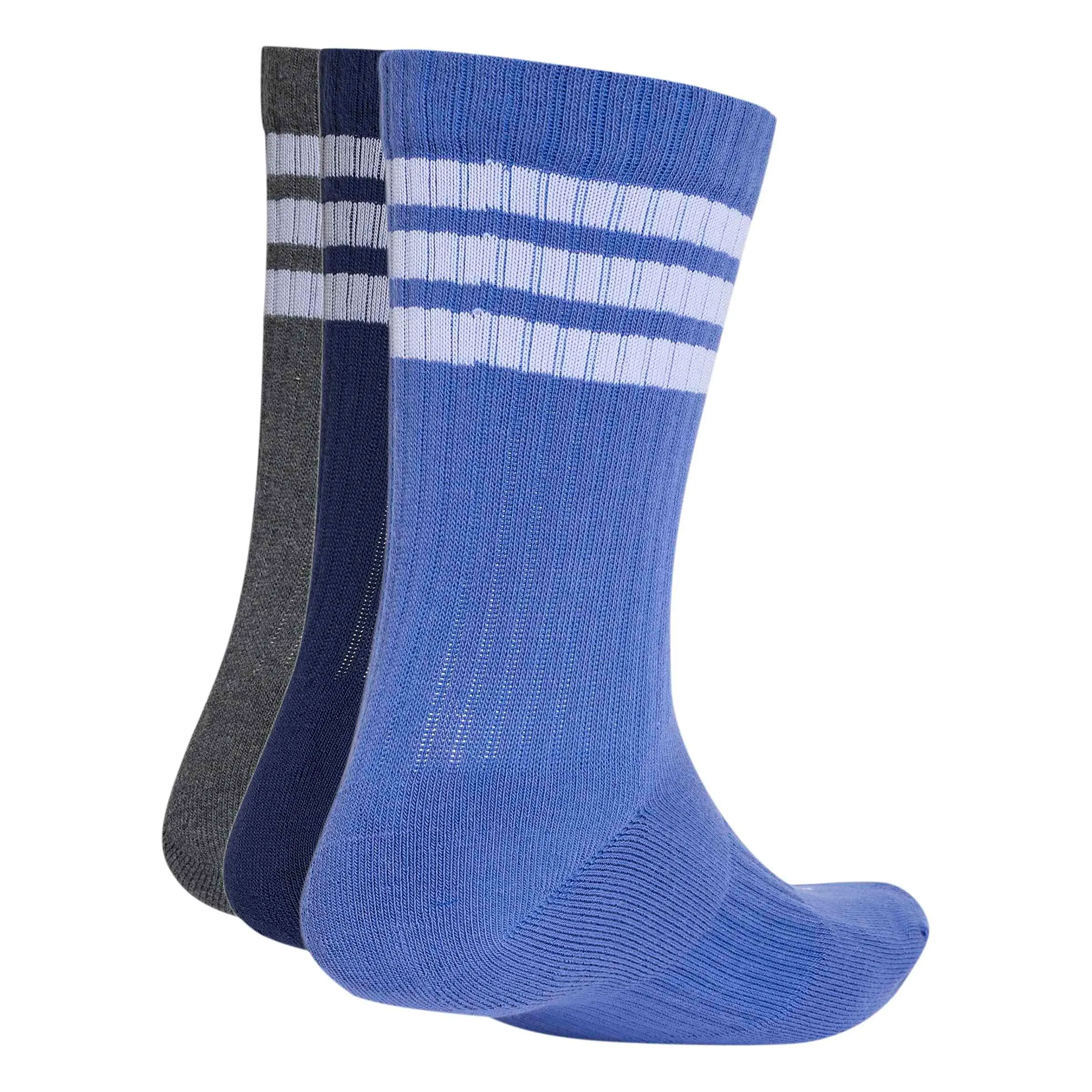 adidas 3Stripes Cushioned Sportswear Crew Socks, 3 Pair Pack, Dual Indigo/dark grey heather/dark blue/white, XL - immagine 2