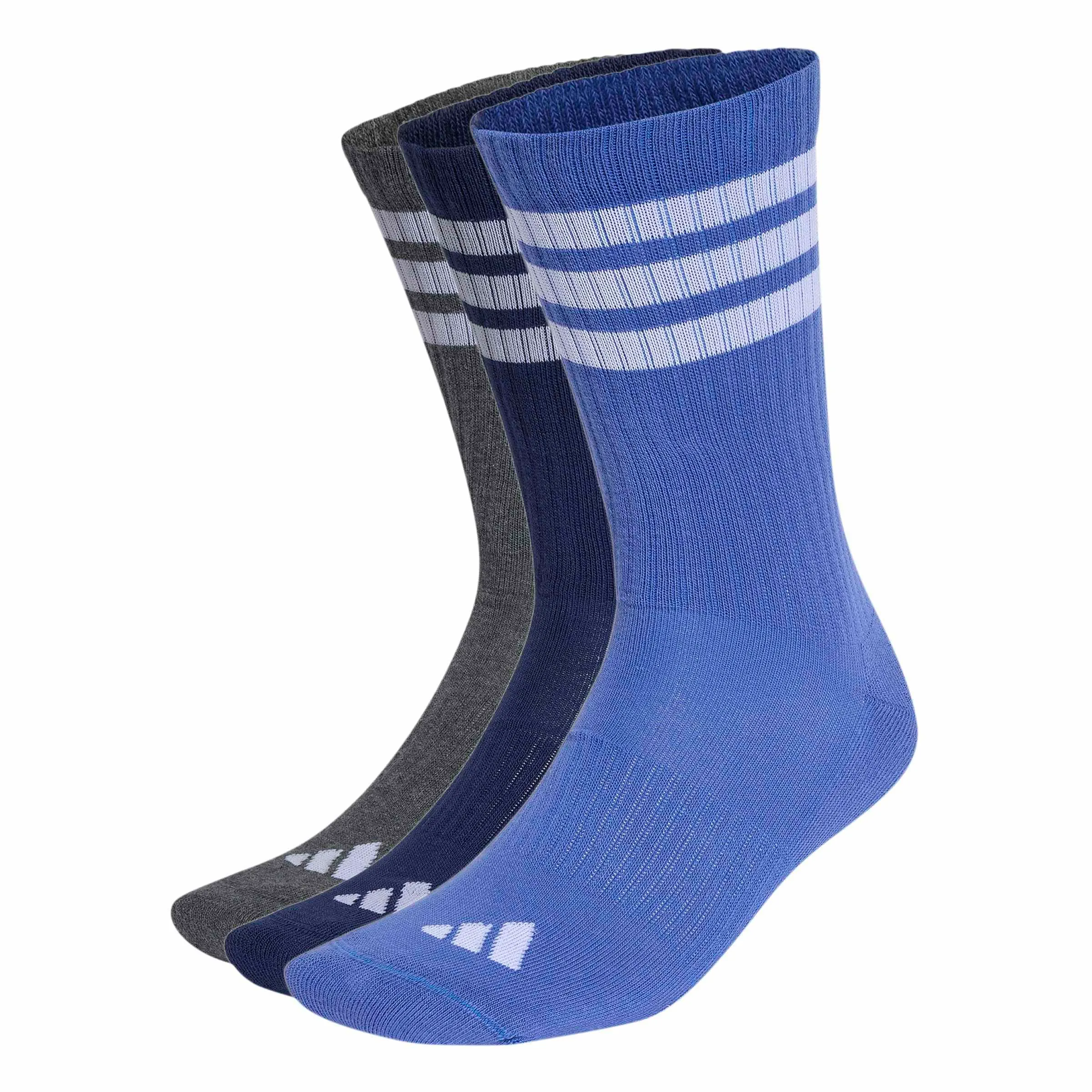 adidas 3Stripes Cushioned Sportswear Crew Socks, 3 Pair Pack, Dual Indigo/dark grey heather/dark blue/white, XL - immagine 5