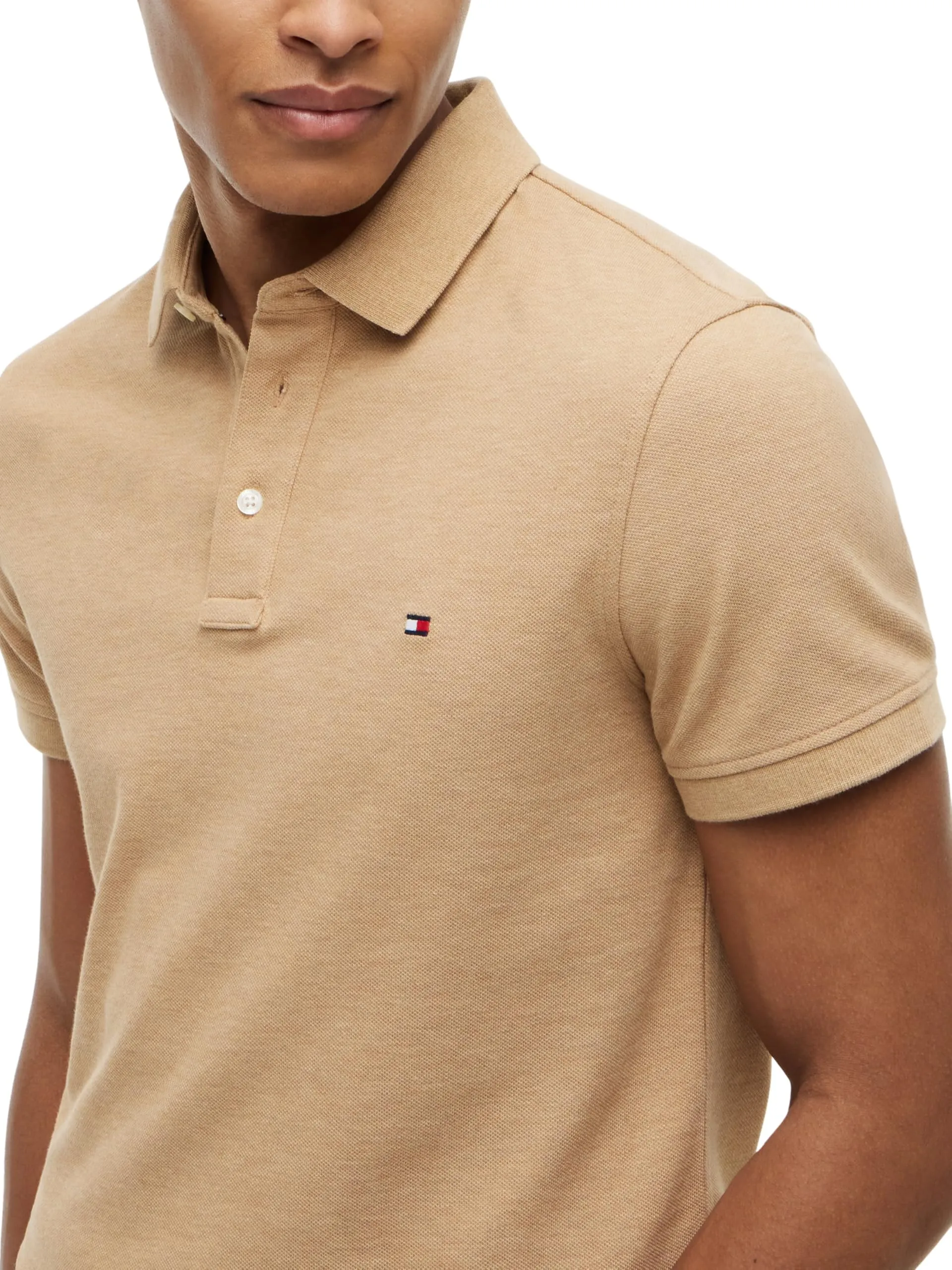 Tommy Hilfiger 1985 Slim Fit Men's Short Sleeve Polo Shirt, Sahara Heather, XS - immagine 3