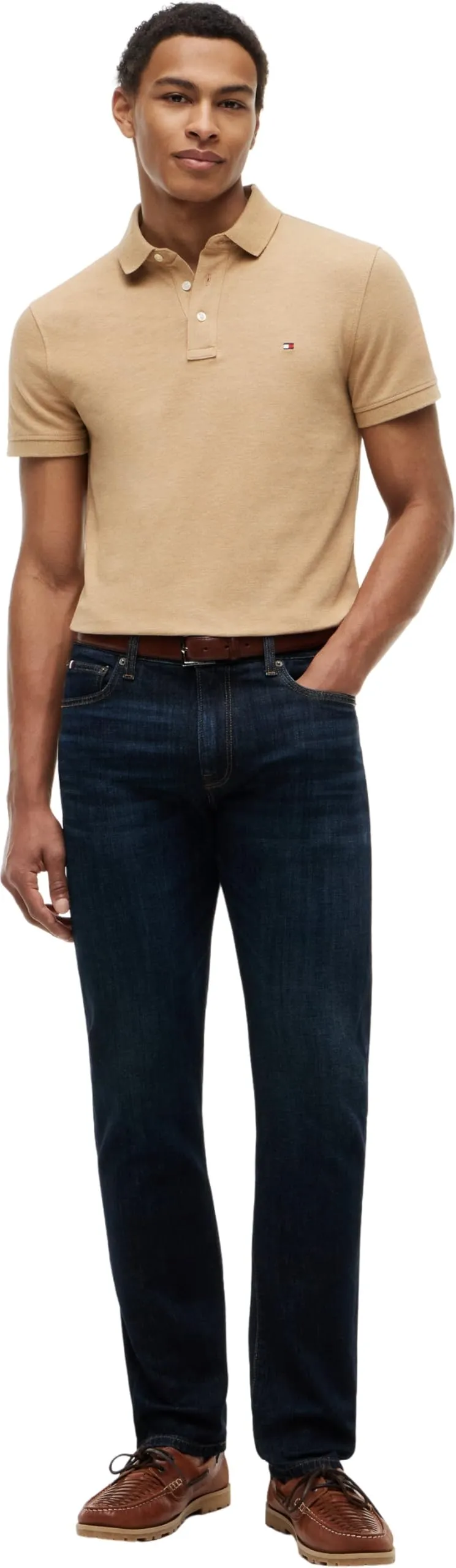 Tommy Hilfiger 1985 Slim Fit Men's Short Sleeve Polo Shirt, Sahara Heather, XS - immagine 4