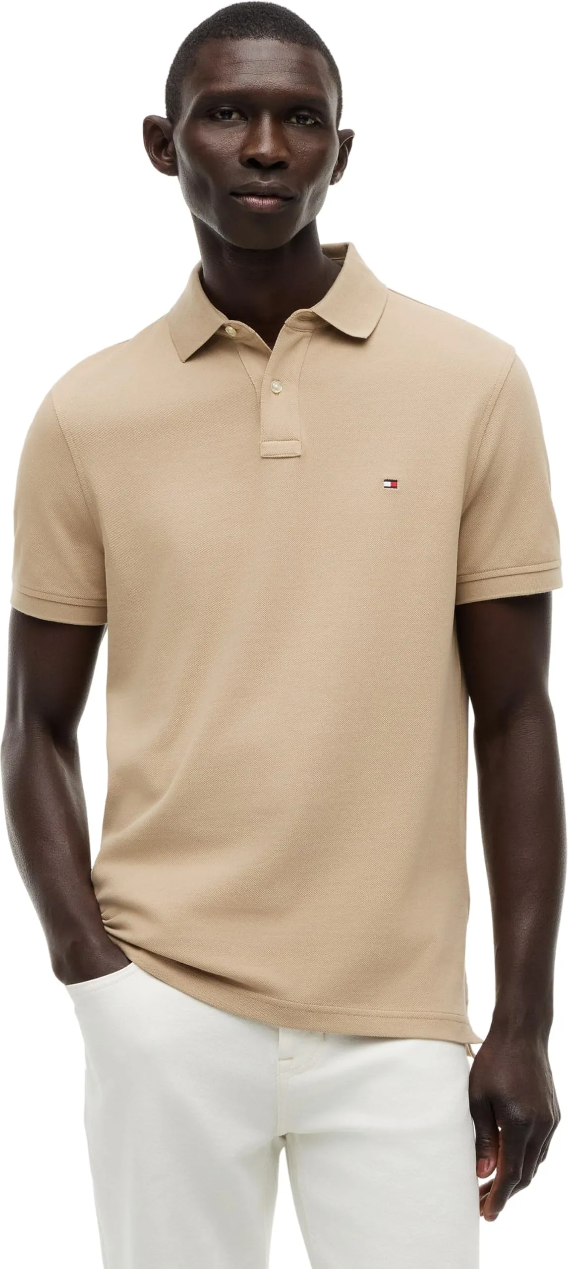 Tommy Hilfiger Uomo Maglietta Polo Maniche Corte 1985 Regular Fit, Beige (Batique Khaki), XS - immagine 1