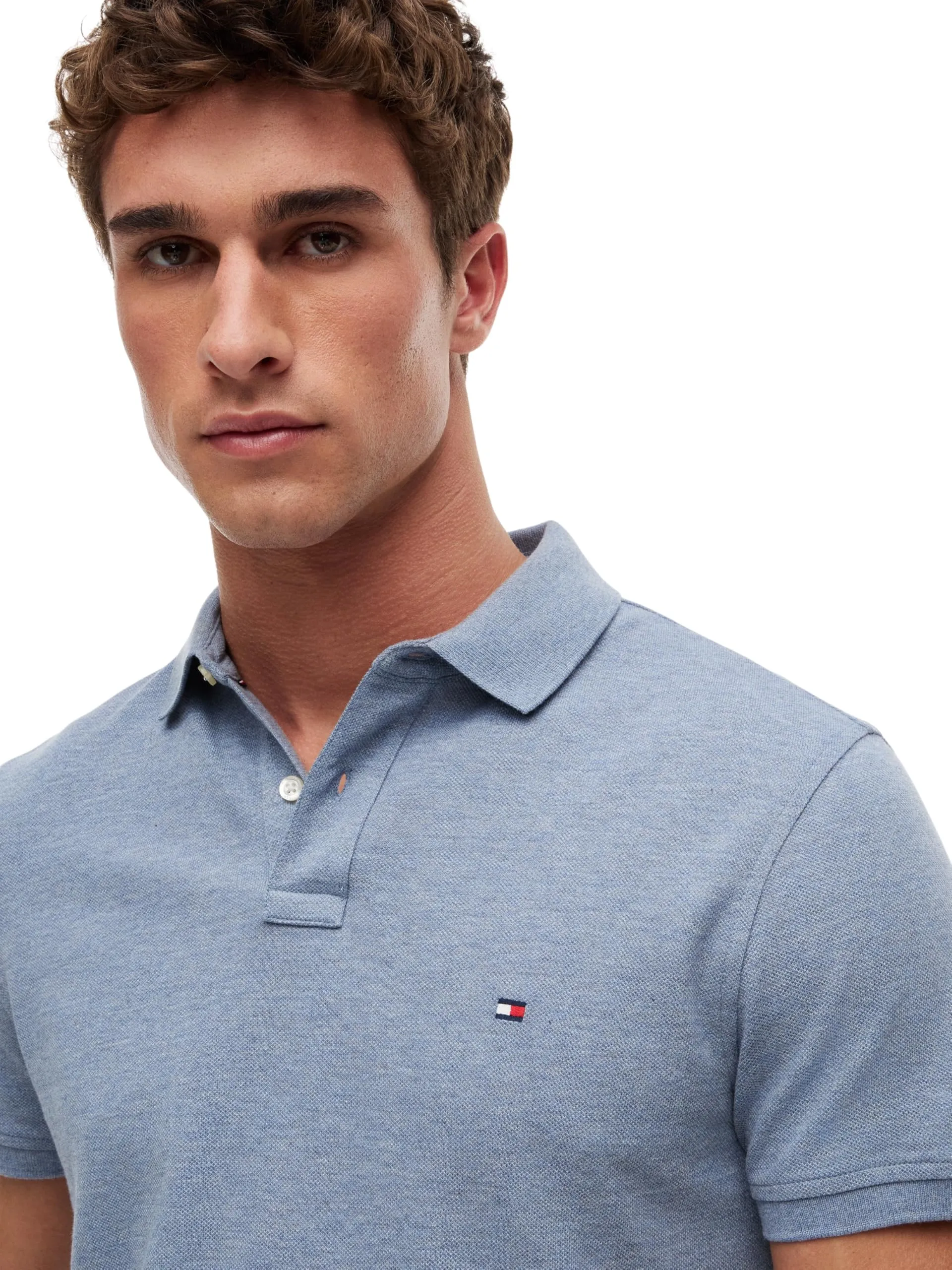Tommy Hilfiger 1985 Regular Fit Short Sleeve Polo Shirt, Brisk Blue Heather, XS - immagine 3