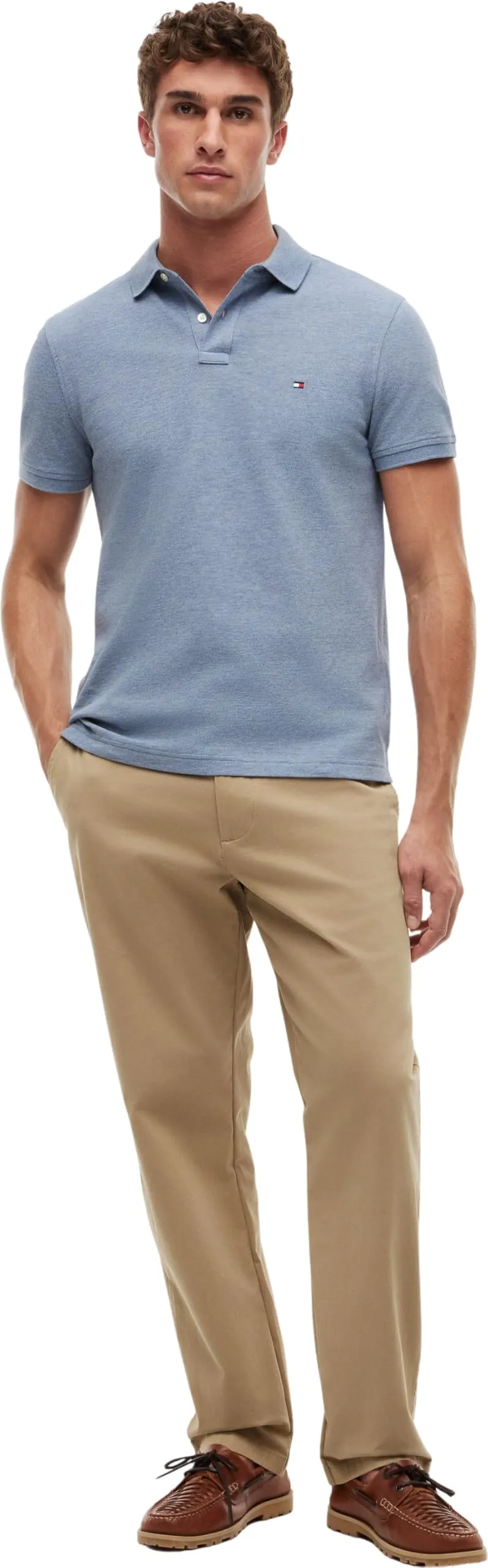 Tommy Hilfiger 1985 Regular Fit Short Sleeve Polo Shirt, Brisk Blue Heather, XS - immagine 4