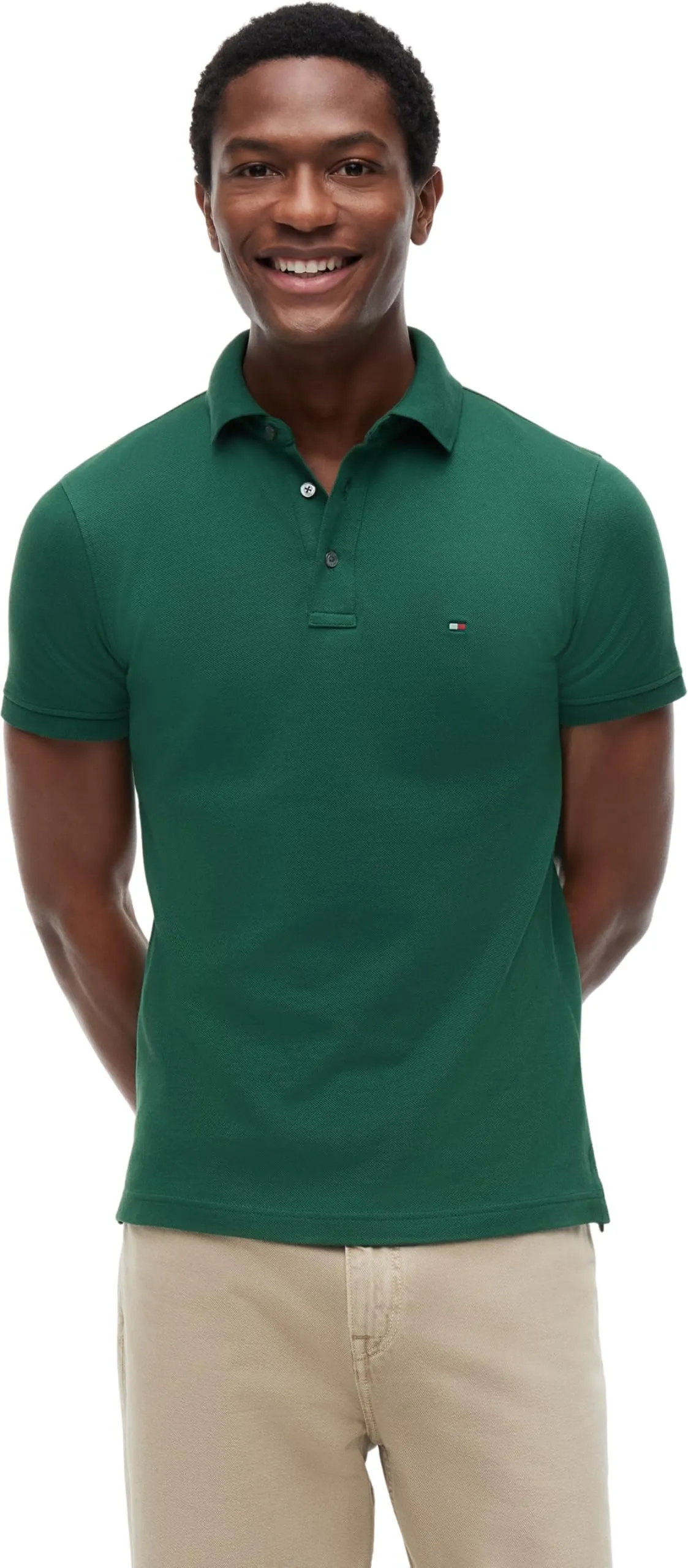 Tommy Hilfiger 1985 Slim Fit Short Sleeve Polo Shirt, Street Green, S - immagine 1