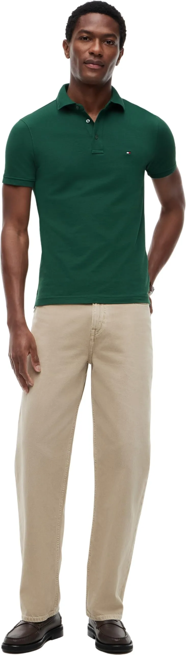 Tommy Hilfiger 1985 Slim Fit Short Sleeve Polo Shirt, Street Green, S - immagine 4