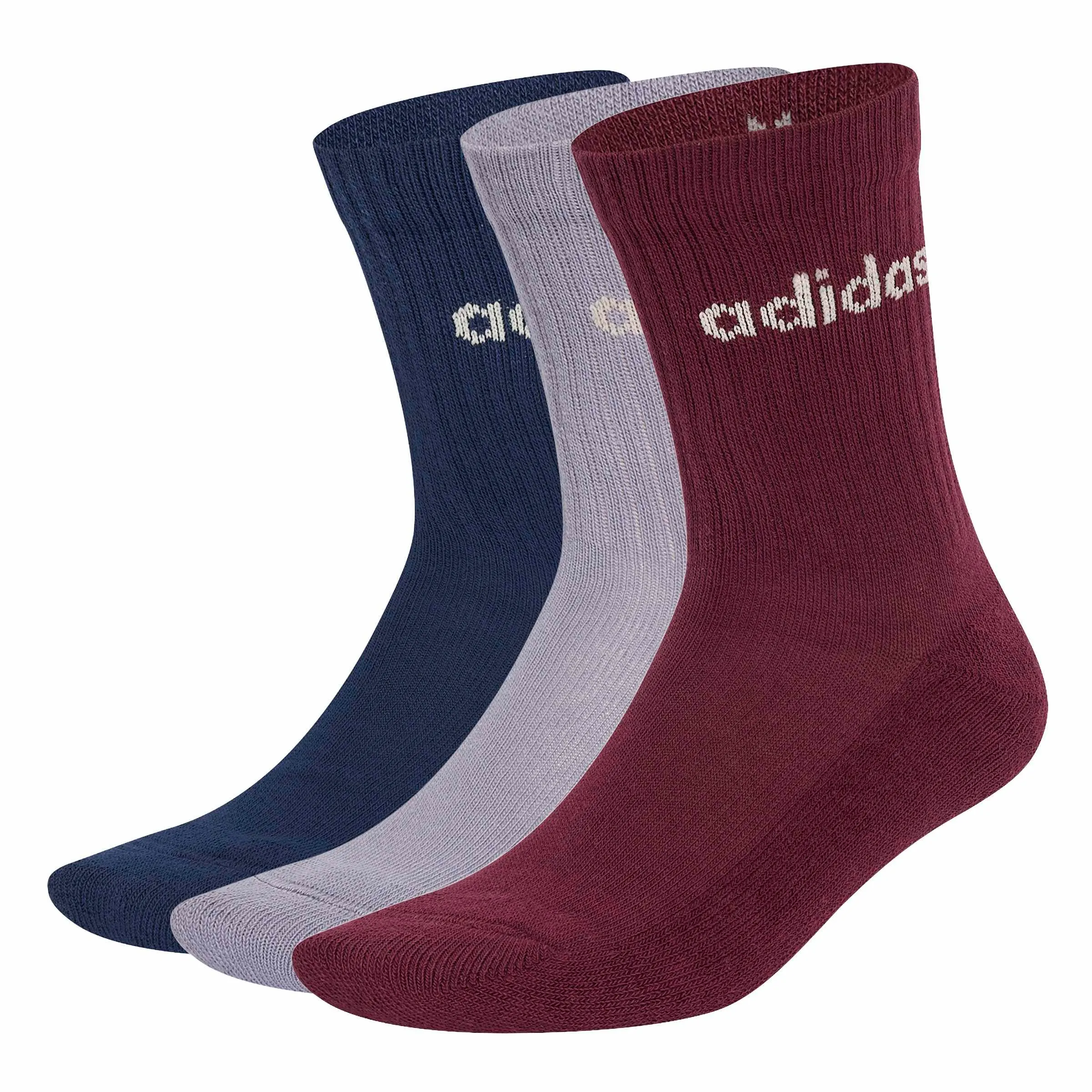 adidas Linear Crew Cushioned Socks, 3 Pairs, Maroon/Slate/Night Indigo, M - immagine 5