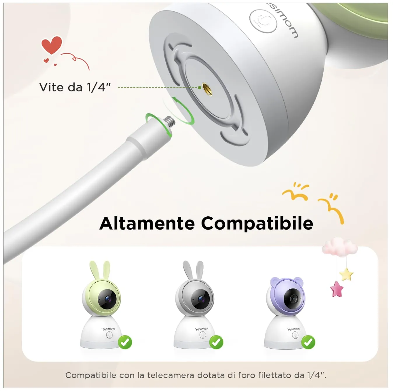 YESIMOM Supporto Universale Flessibile per Baby Monitor - immagine 2