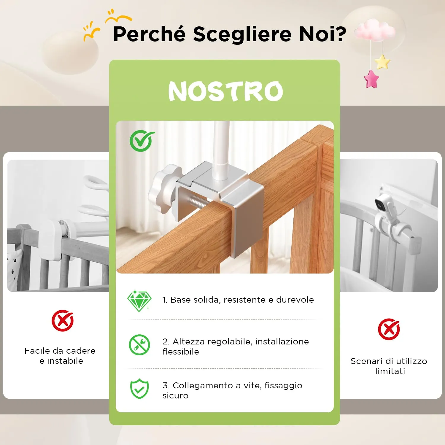 YESIMOM Supporto Universale Flessibile per Baby Monitor - immagine 3